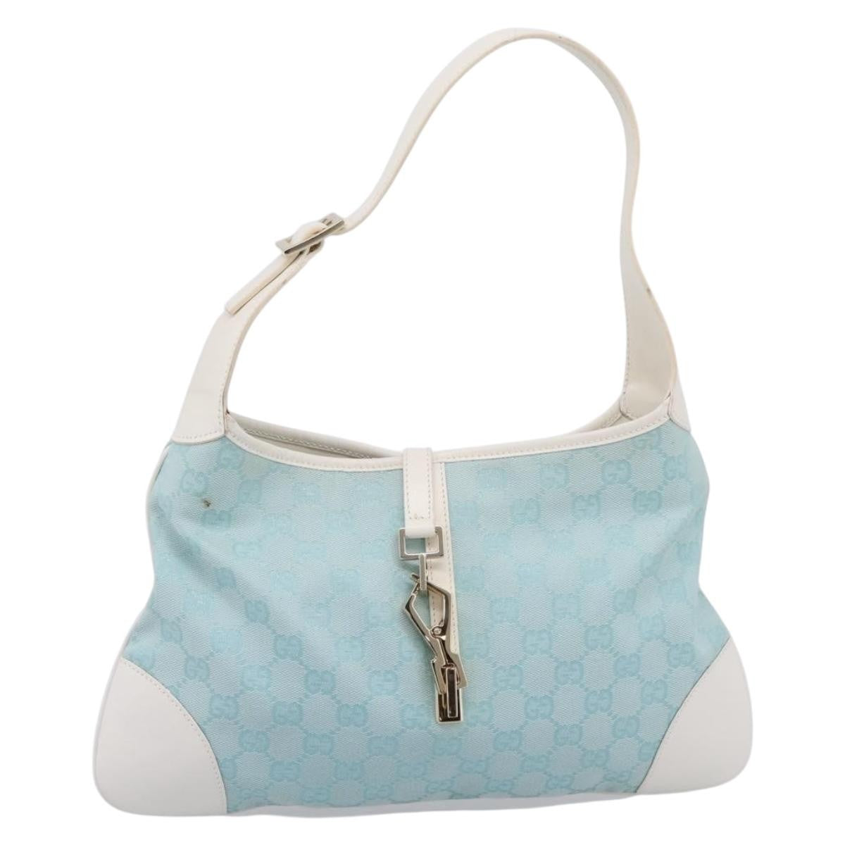 Gucci Jackie O Hobo Gg Canvas With Leather Blue Canvas Shoulder Bag Bag (Pre-Owned)