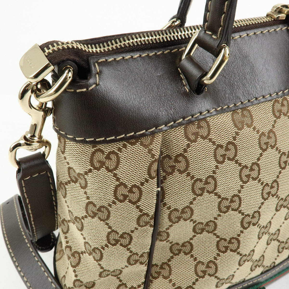Gucci Mayfair Convertible Gg Canvas Beige Canvas Tote Bag Bag (Pre-Owned)