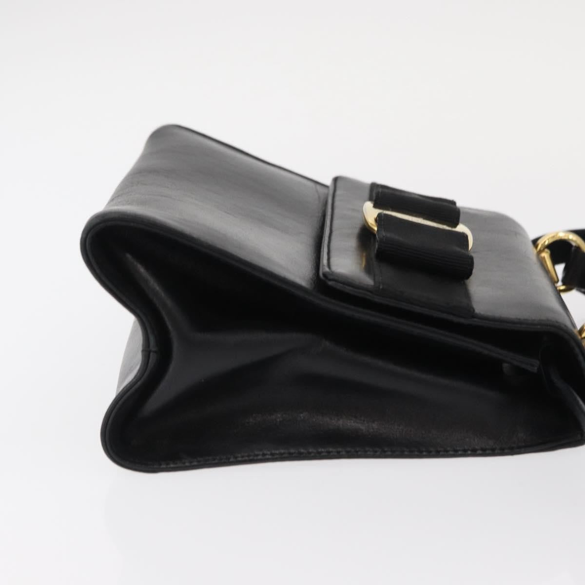 Salvatore Ferragamo Vintage Vara Bow Top Handle Leather Black Leather Handbag (Pre-Owned)