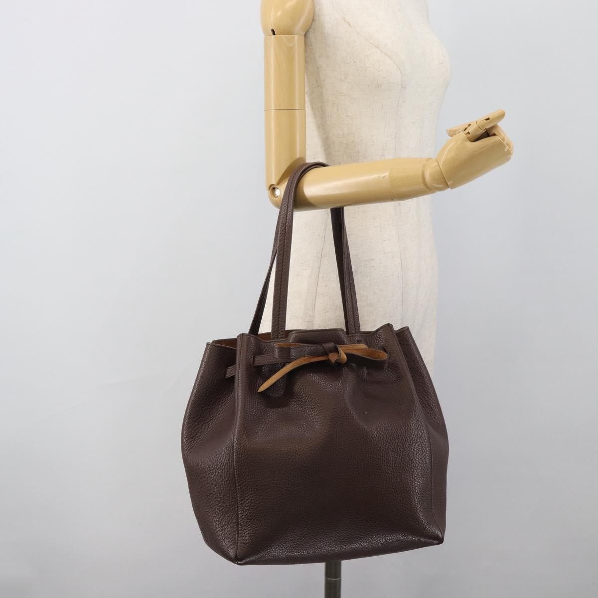 Celine Phantom Tie Cabas Tote Leather Brown Leather Tote Bag Bag (Pre-Owned)