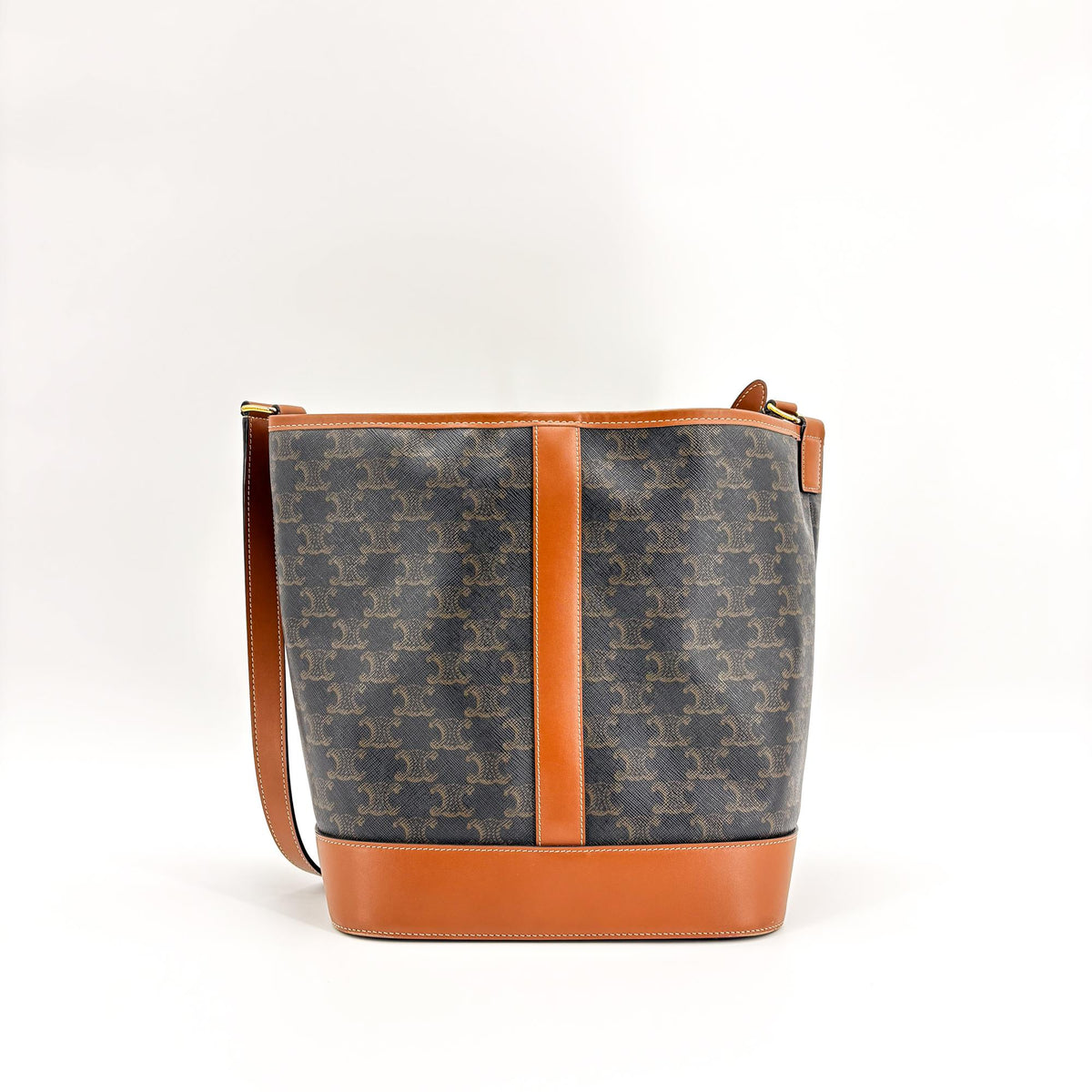 Celine Bucket Triomphe Coated Canvas Black Canvas Shoulder Bag Bag (Pre-Owned)