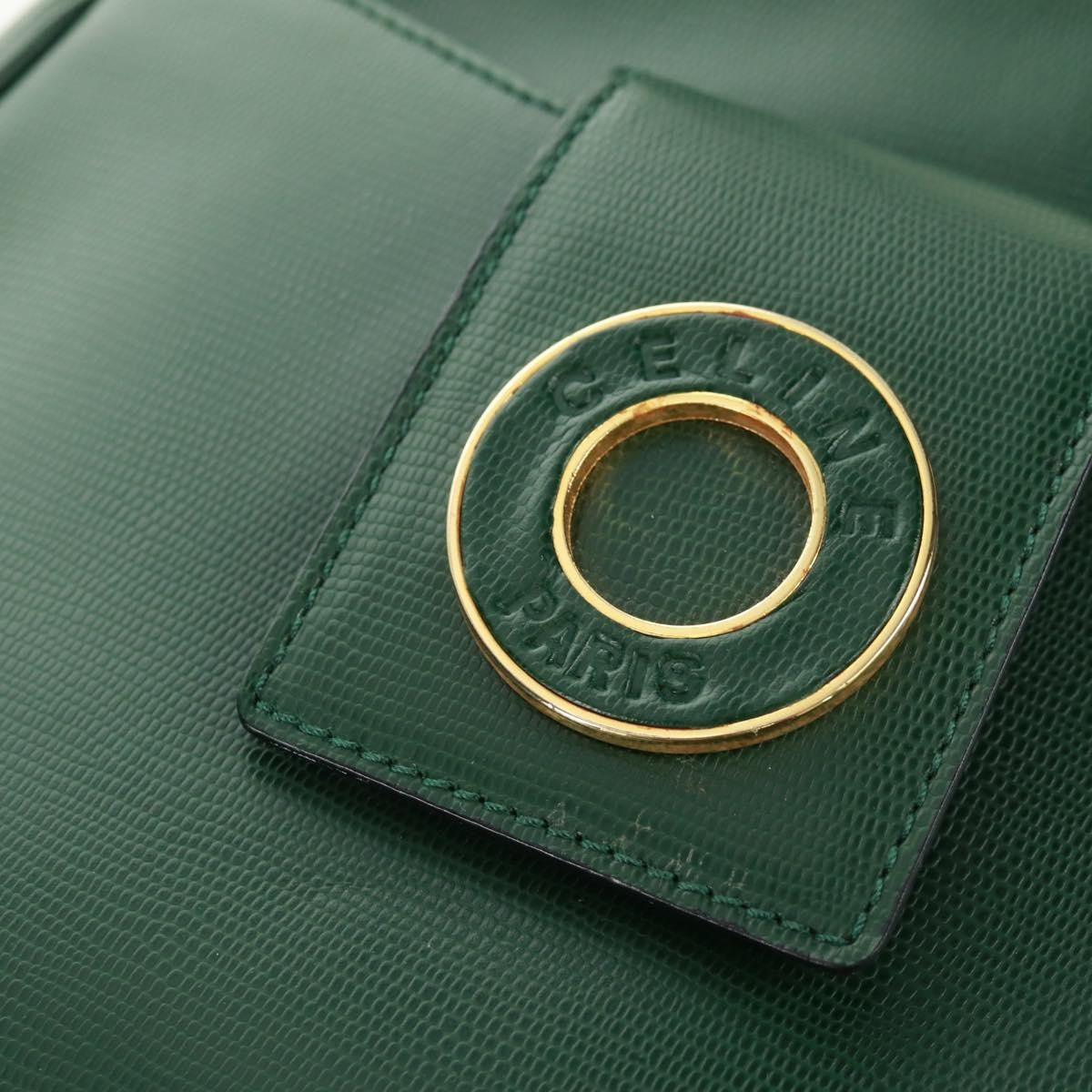 Celine Circle Logo Leather Green Leather Shoulder Bag Bag (Pre-Owned)