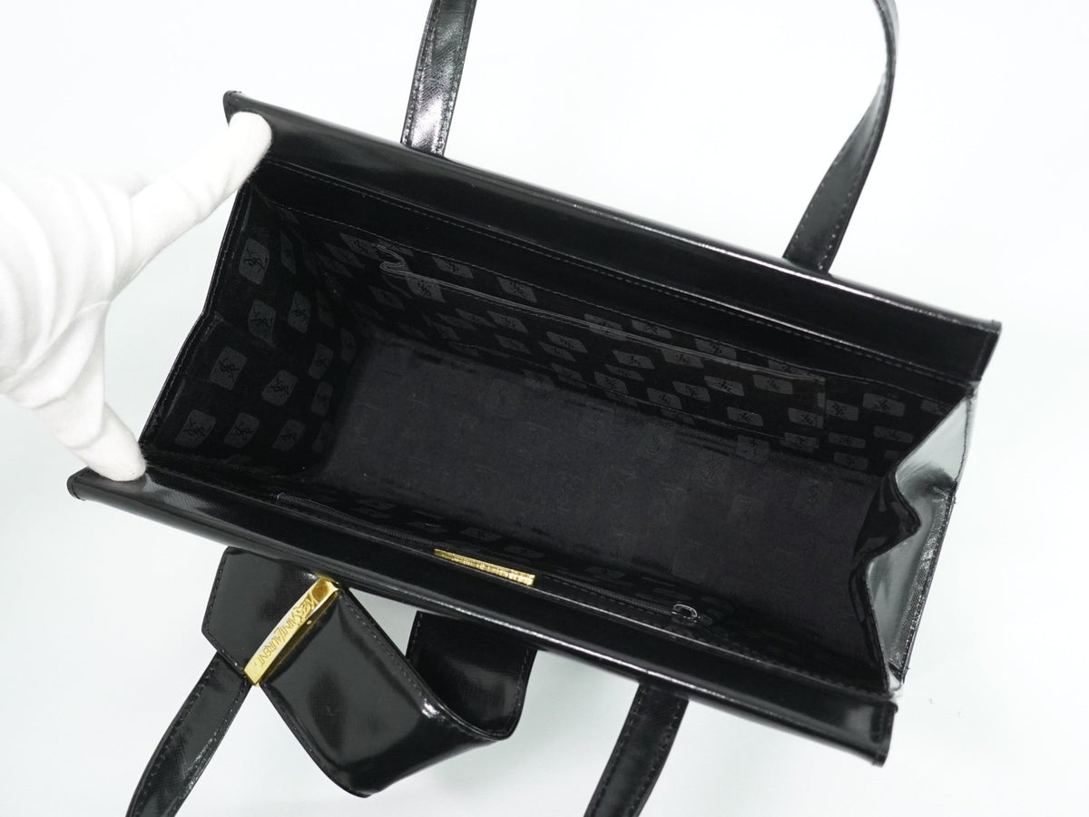 Saint Laurent Vintage Leather Black Leather Handbag (Pre-Owned)