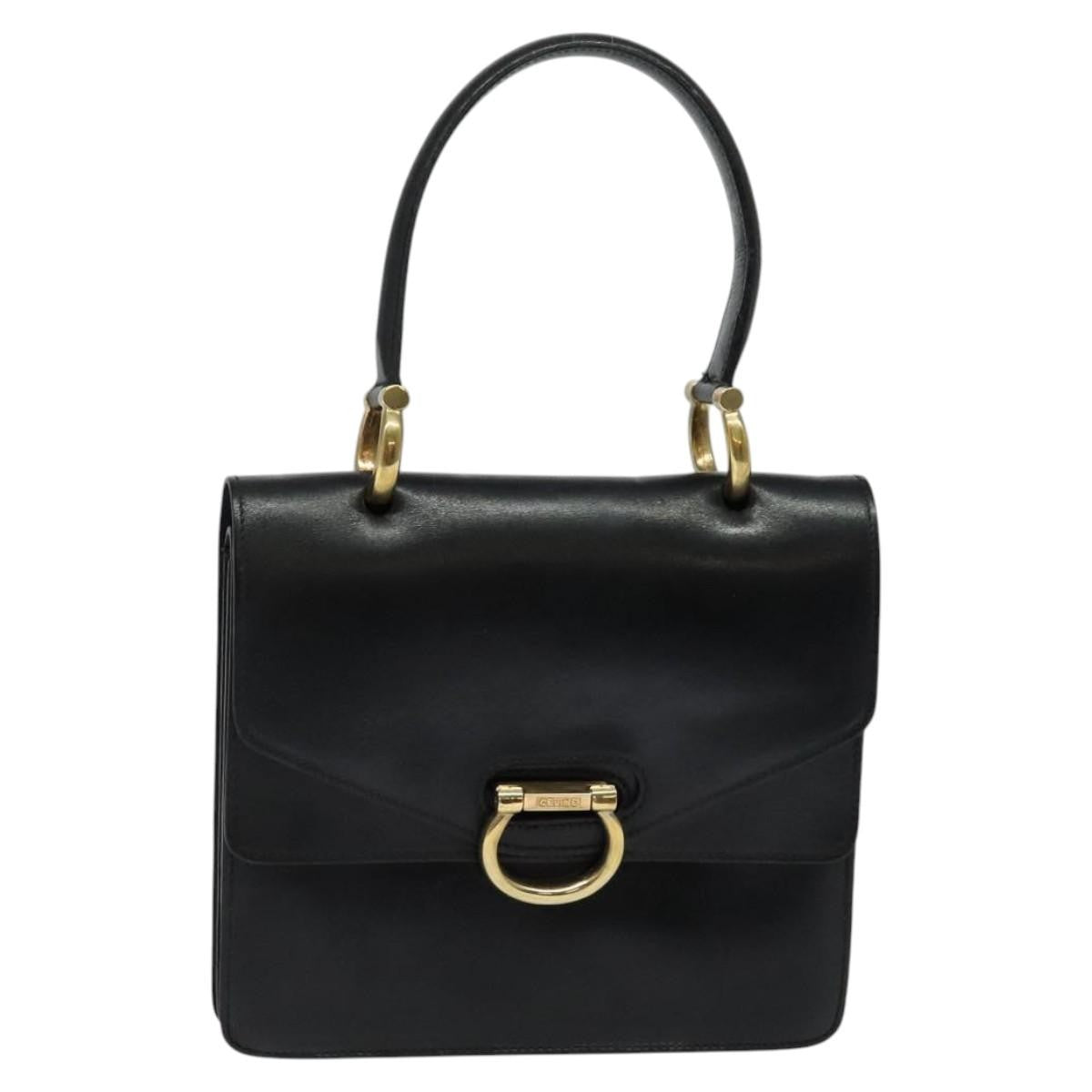 Celine Gancini Leather Black Leather Handbag (Pre-Owned)