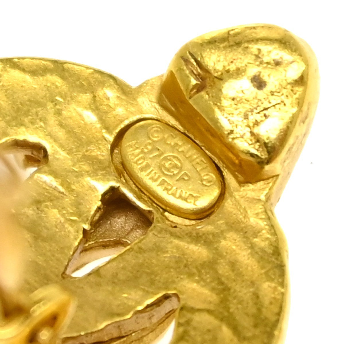 Chanel Vintage Cc Diamond Shape Clips-On Gold-Plated Gold Gold_Plated Earrings Jewelry (Pre-Owned)