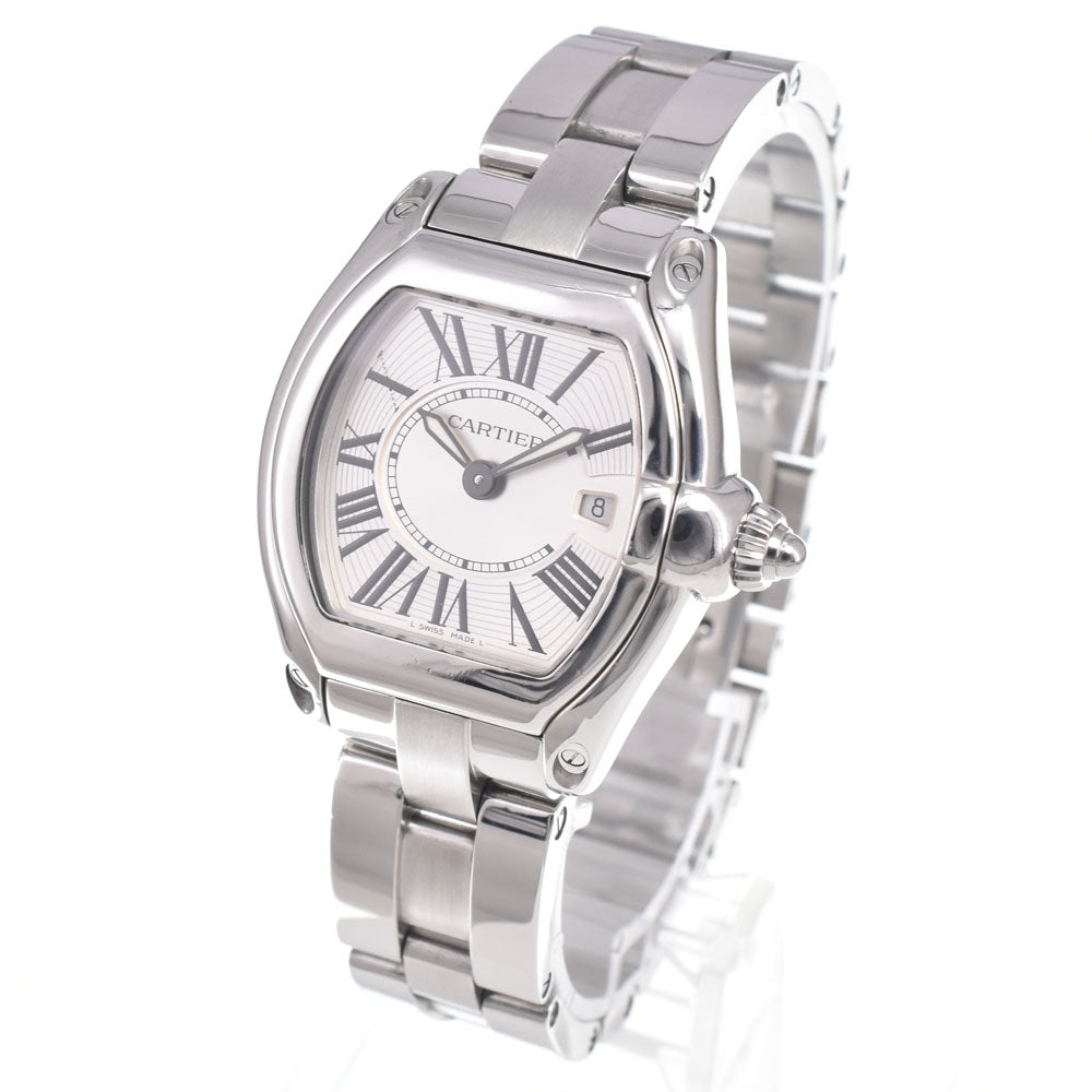 Cartier Roadster Quartz Stainless Steel With Mother Of Pearl Watch (Pre-Owned)