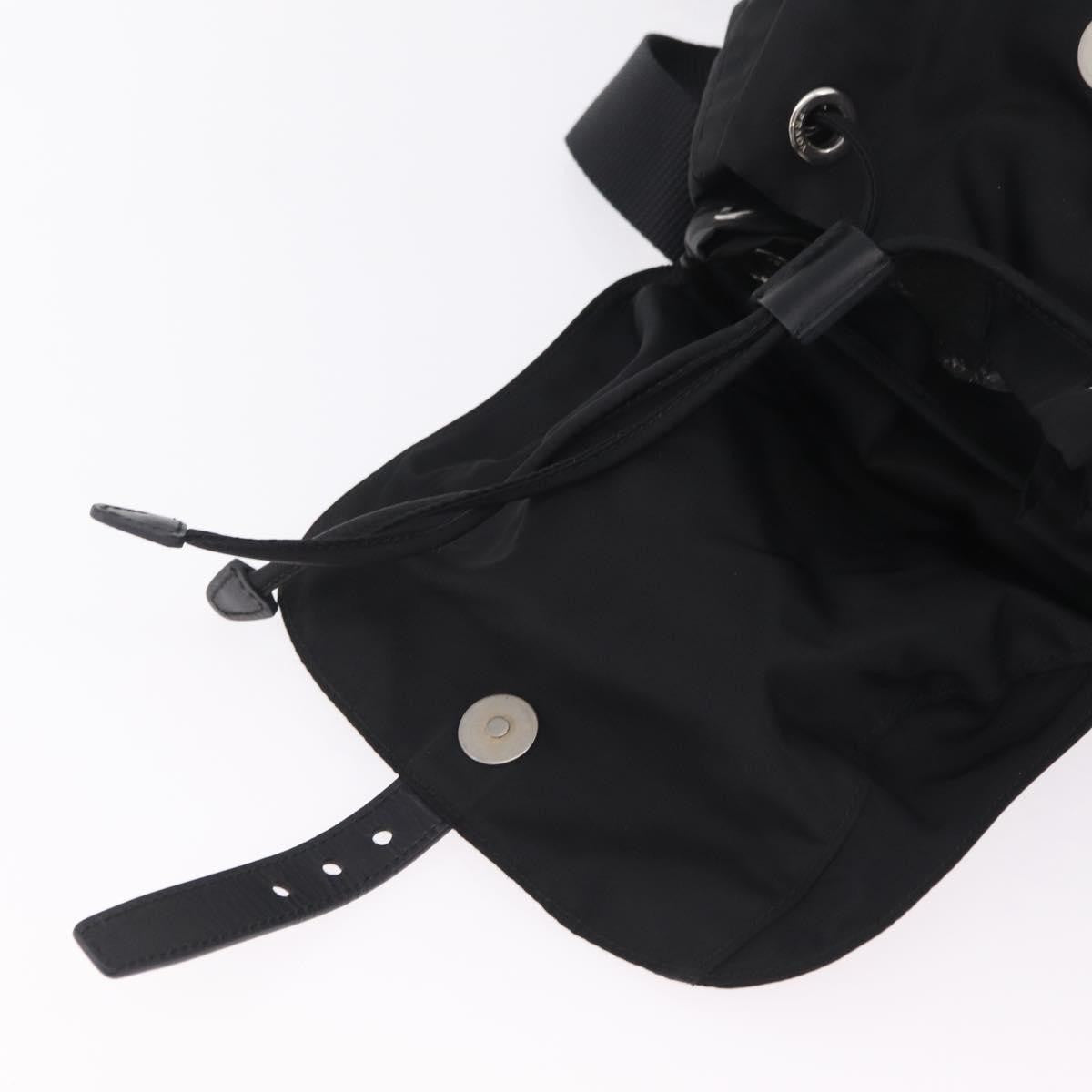 Prada Double Pocket Backpack Chain Re-Nylon Black Nylon Shoulder Bag Bag (Pre-Owned)