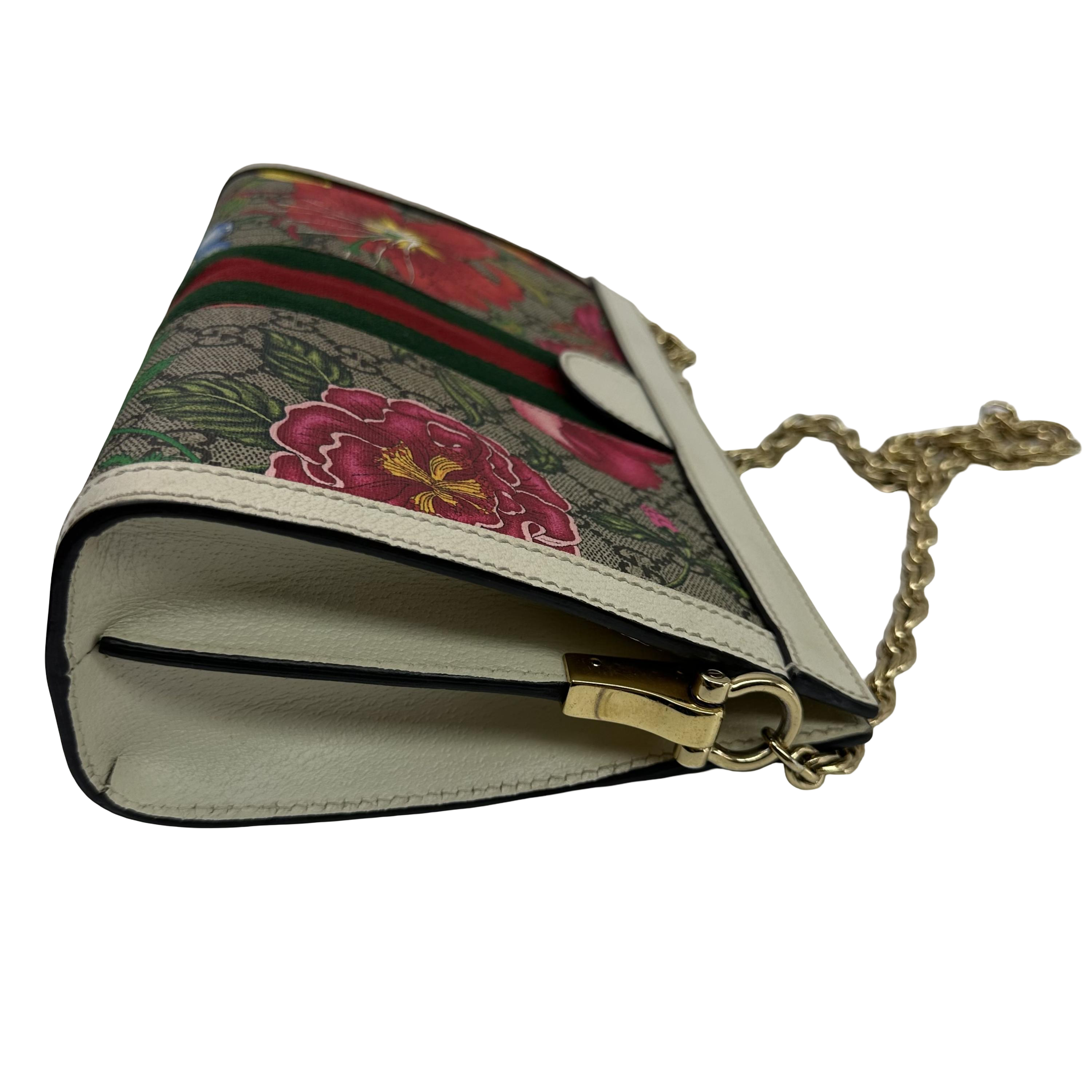 Gucci Ophidia Chain Flora Gg Coated Canvas Multicolour Canvas Shoulder Bag Bag (Pre-Owned)