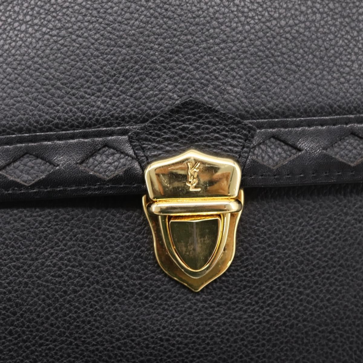 Saint Laurent Vintage Shoulder Bag Leather Black Leather Shoulder Bag Bag (Pre-Owned)