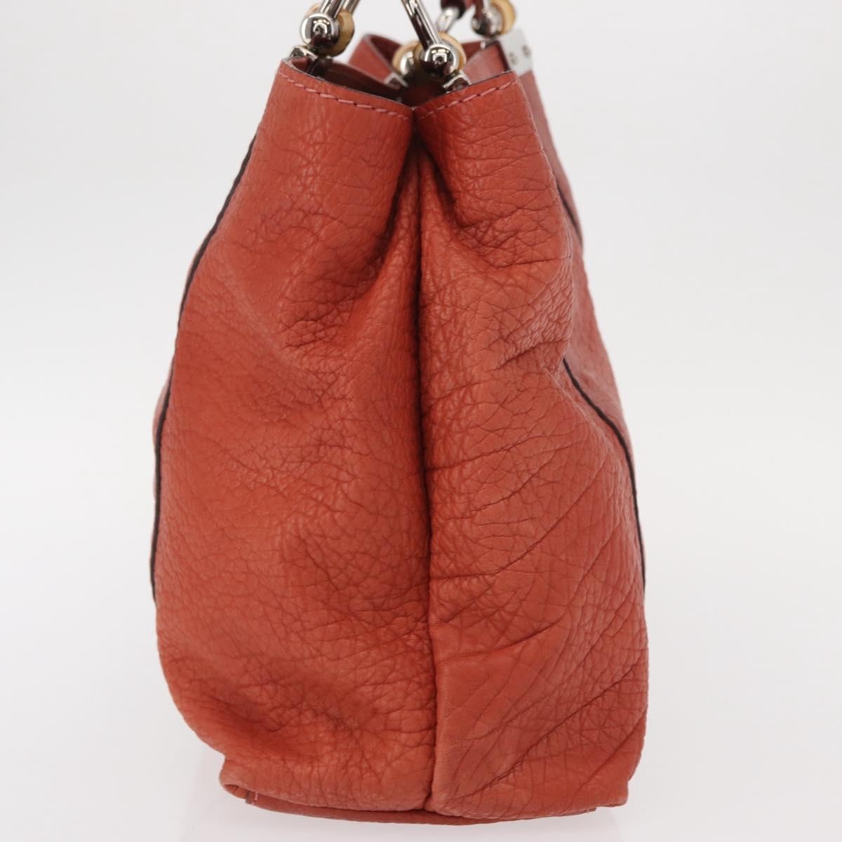 Gucci Vintage Bamboo Handle Leather Red Leather Handbag (Pre-Owned)