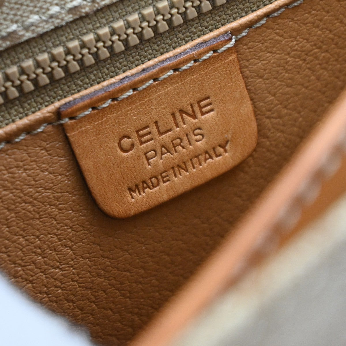Celine Vintage Macadam Circle Logo Canvas And Leather Beige Pvc Shoulder Bag Bag (Pre-Owned)