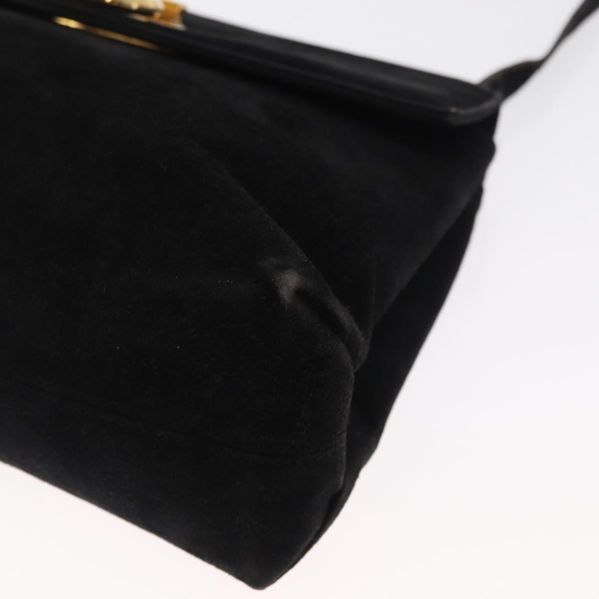 Salvatore Ferragamo Gancini Suede Black Suede Shoulder Bag Bag (Pre-Owned)
