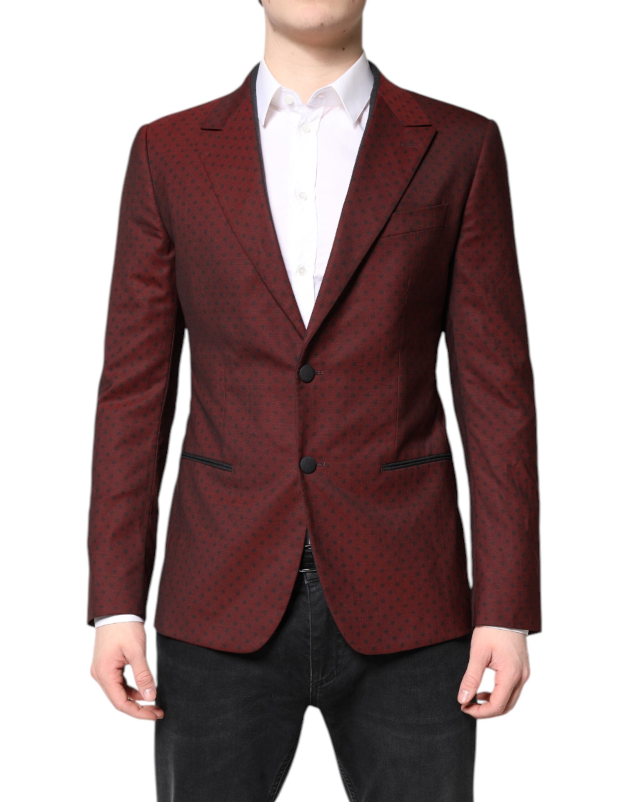 Dolce & Gabbana Maroon Wool Slim Fit Men Coat Jacket Men's Blazer (Pre-Owned)