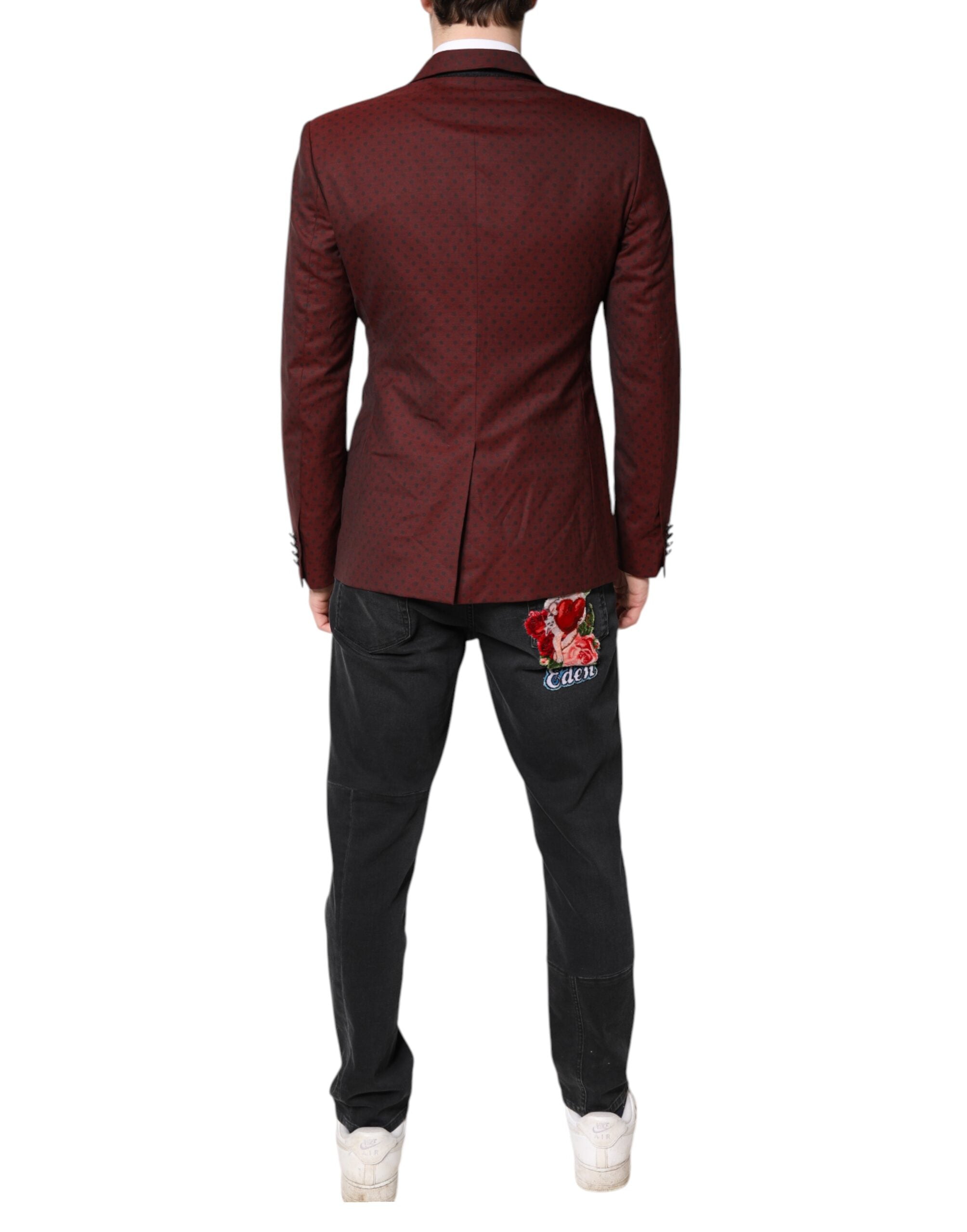 Dolce & Gabbana Maroon Wool Slim Fit Men Coat Jacket Men's Blazer (Pre-Owned)