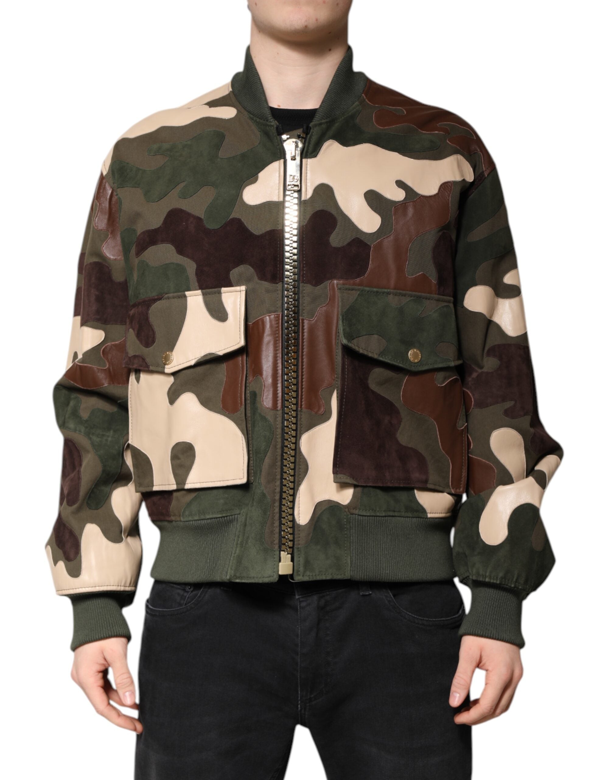 Dolce & Gabbana Multicolor Cotton Bomber Full Zip Men's Jacket