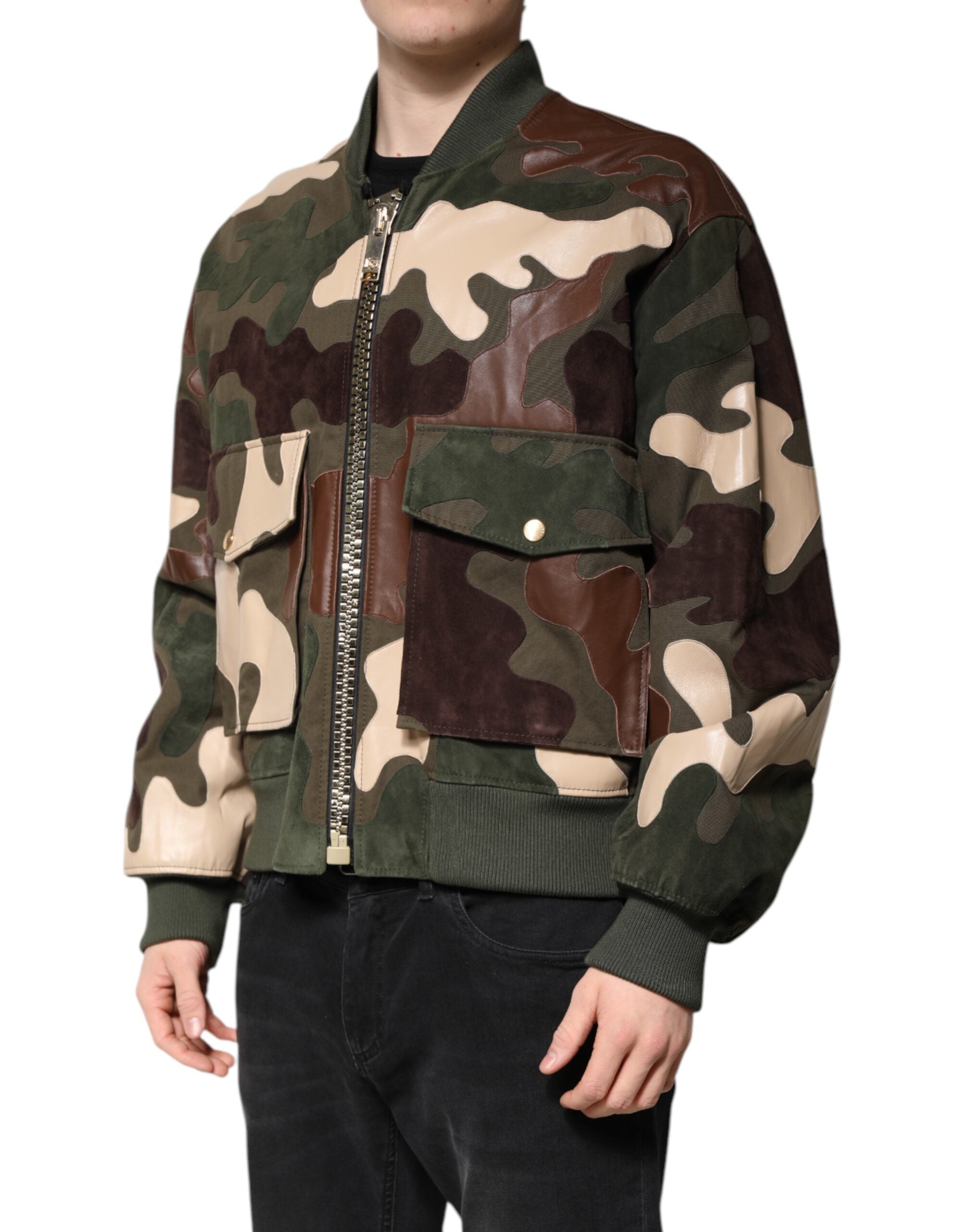 Dolce & Gabbana Multicolor Cotton Bomber Full Zip Men's Jacket