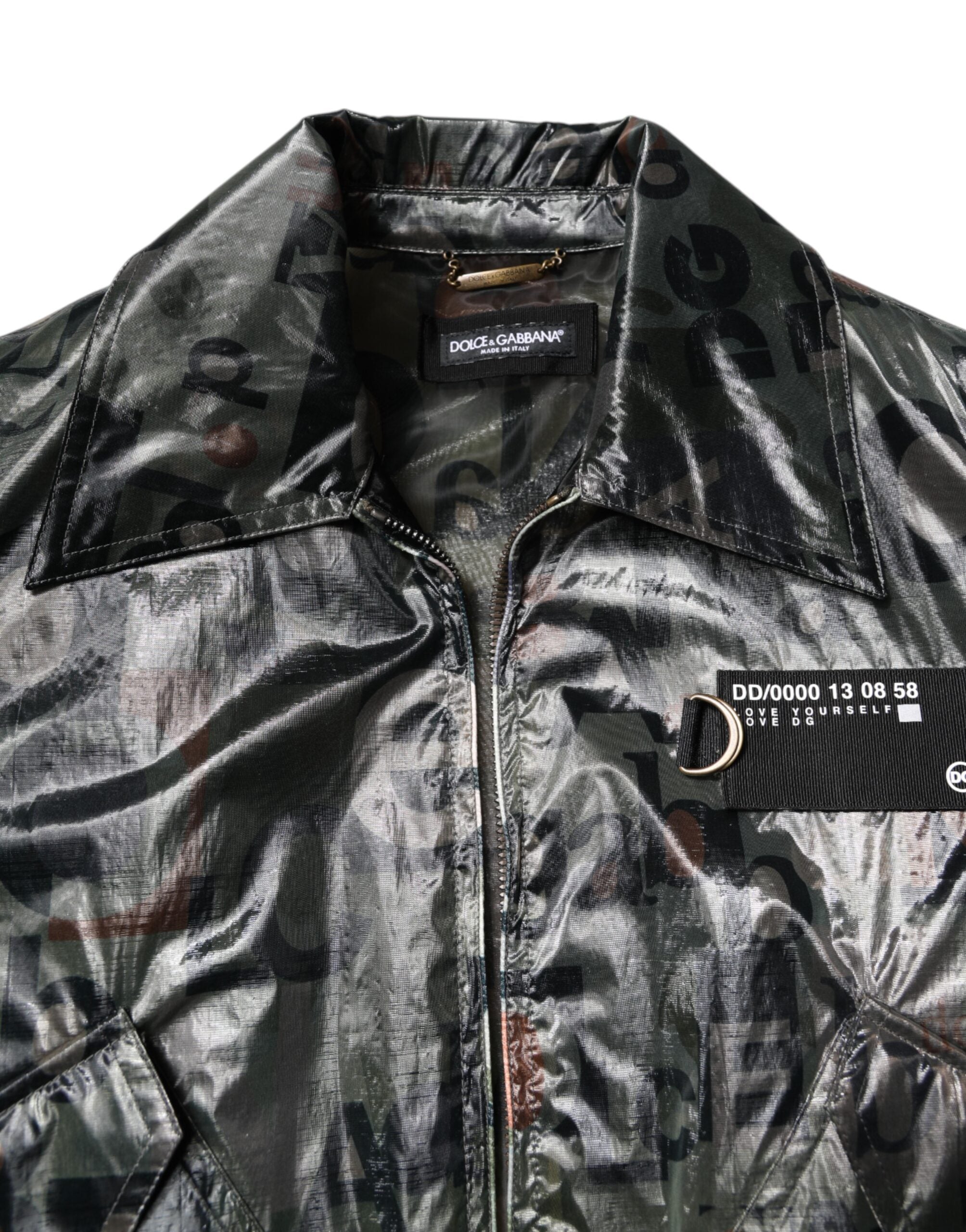 Dolce & Gabbana Green DG Logo Print Bomber Full Zip Men's Jacket