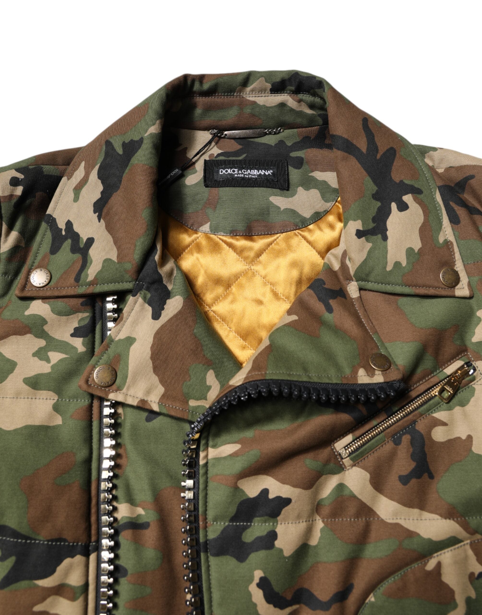Dolce & Gabbana Multicolor Camouflage Nylon Biker Men's Jacket