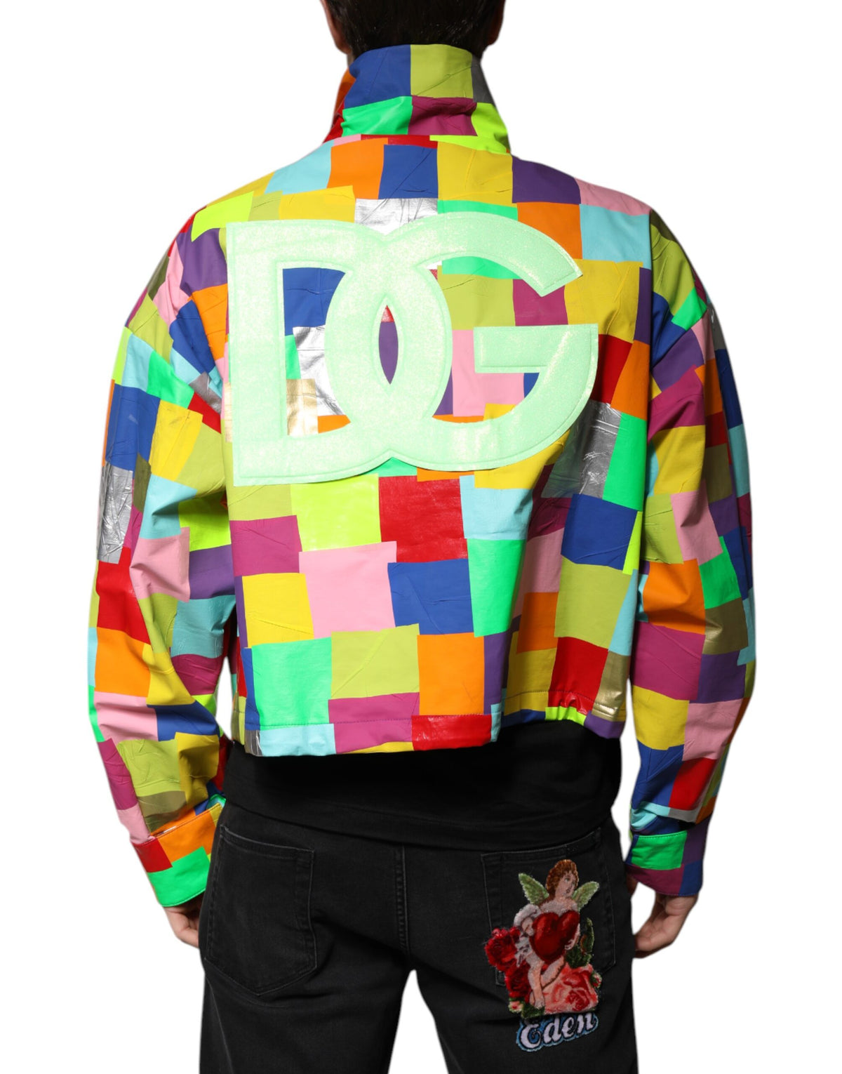 Dolce & Gabbana Multicolor Cotton Full Zip Men Biker Men's Jacket (Pre-Owned)