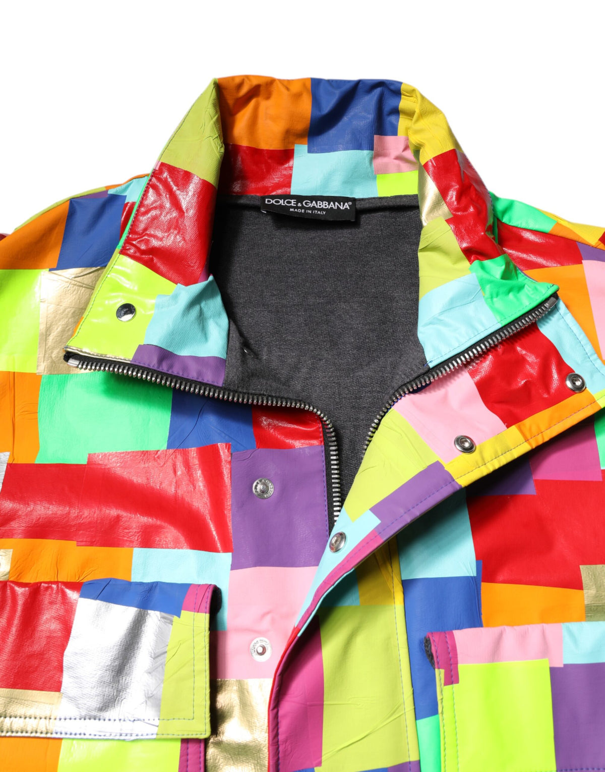 Dolce & Gabbana Multicolor Cotton Full Zip Men Biker Men's Jacket (Pre-Owned)