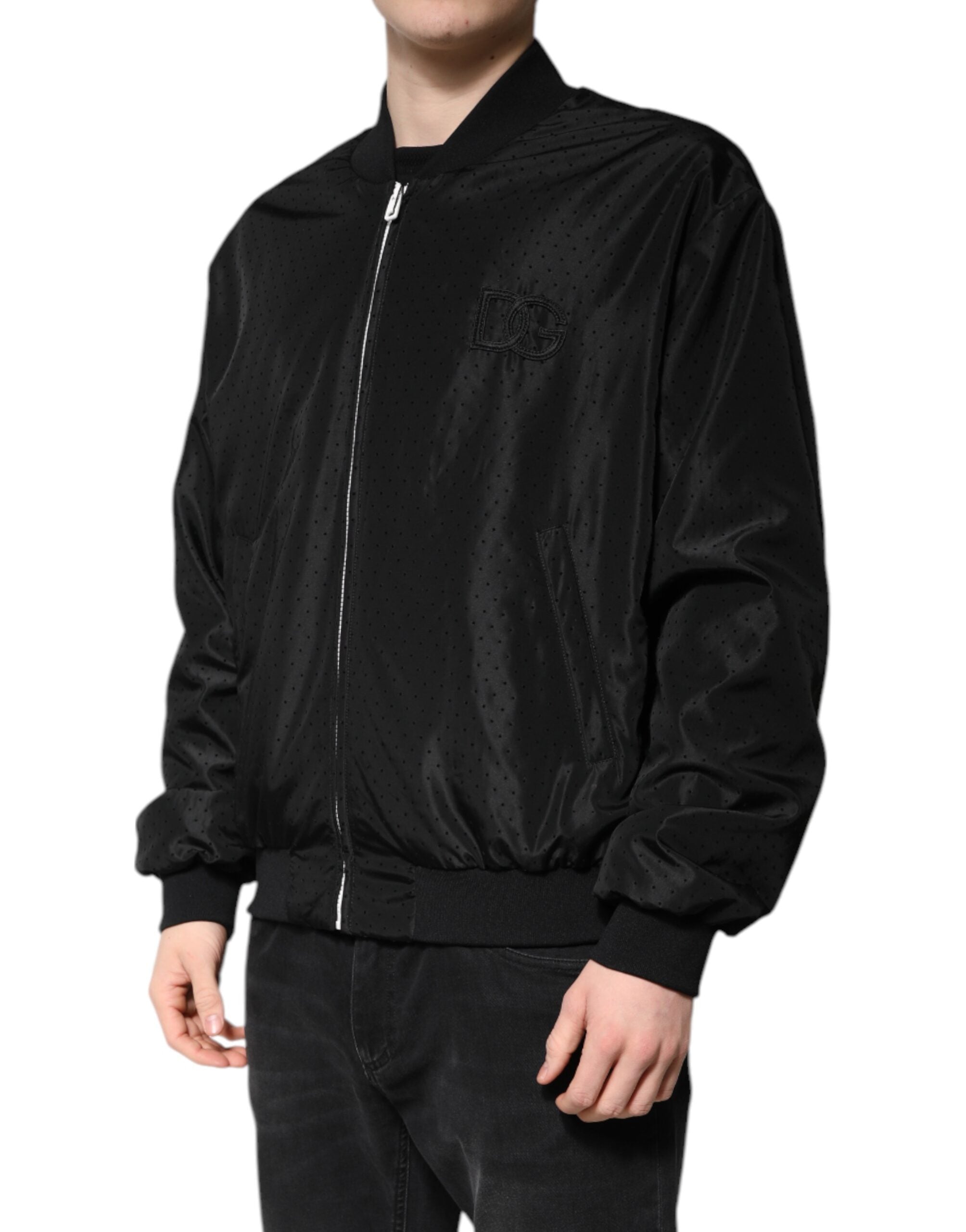 Dolce & Gabbana Black Long Sleeves Full Zip Bomber Men's Jacket (Pre-Owned)