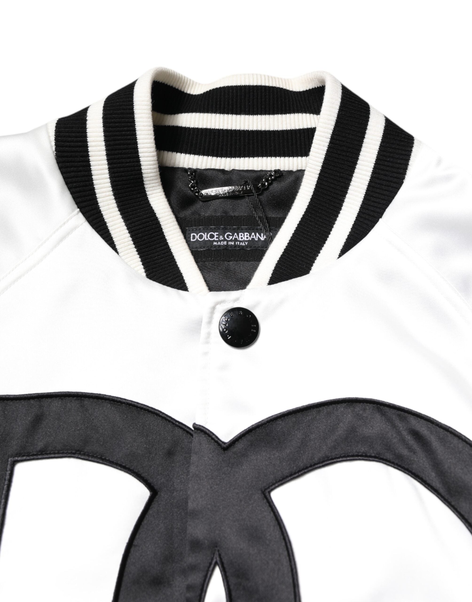 Dolce & Gabbana White DG Logo Polyester Jersey Bomber Men's Jacket