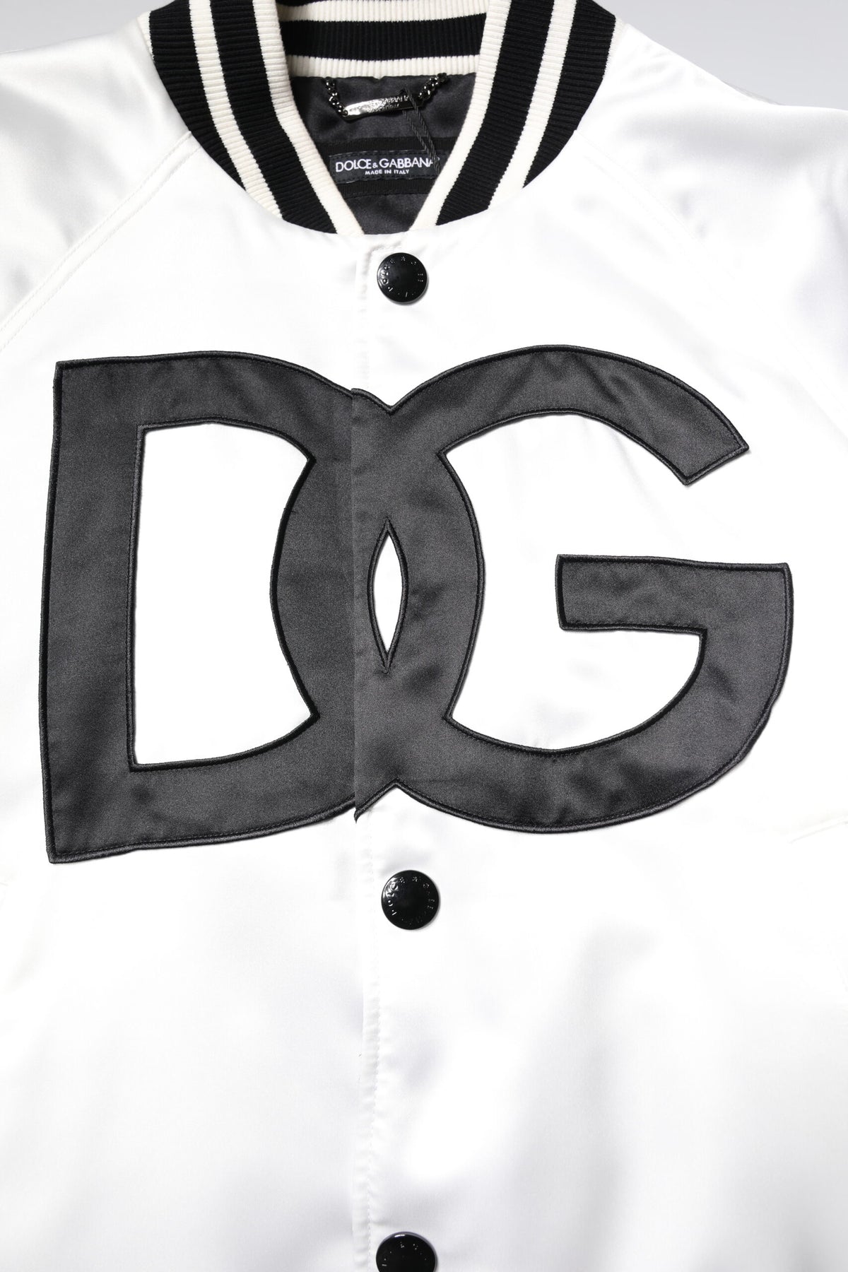 Dolce & Gabbana White DG Logo Polyester Jersey Bomber Men's Jacket