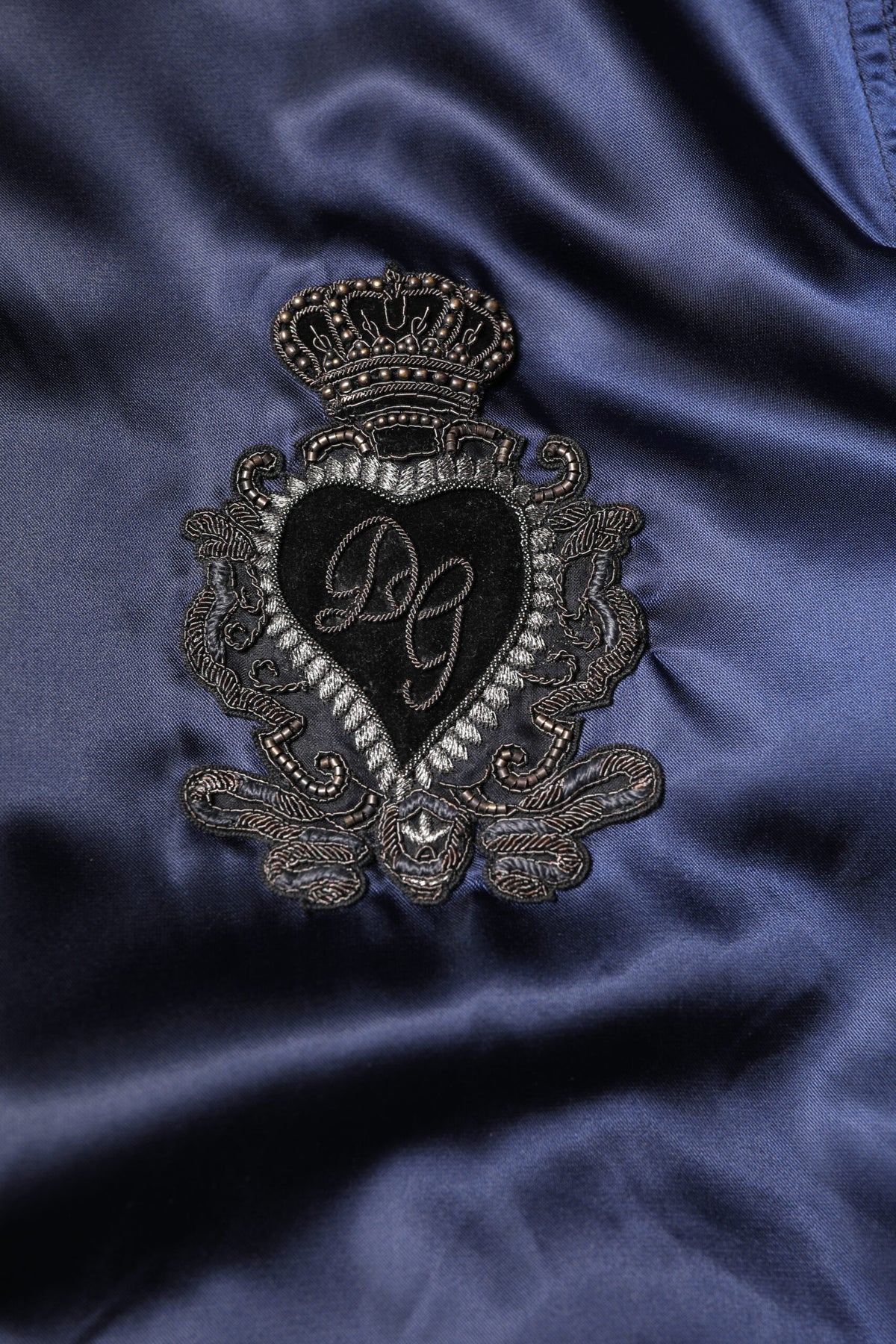 Dolce & Gabbana Blue Nylon DG Crown Full Zip Bomber Men's Jacket (Pre-Owned)