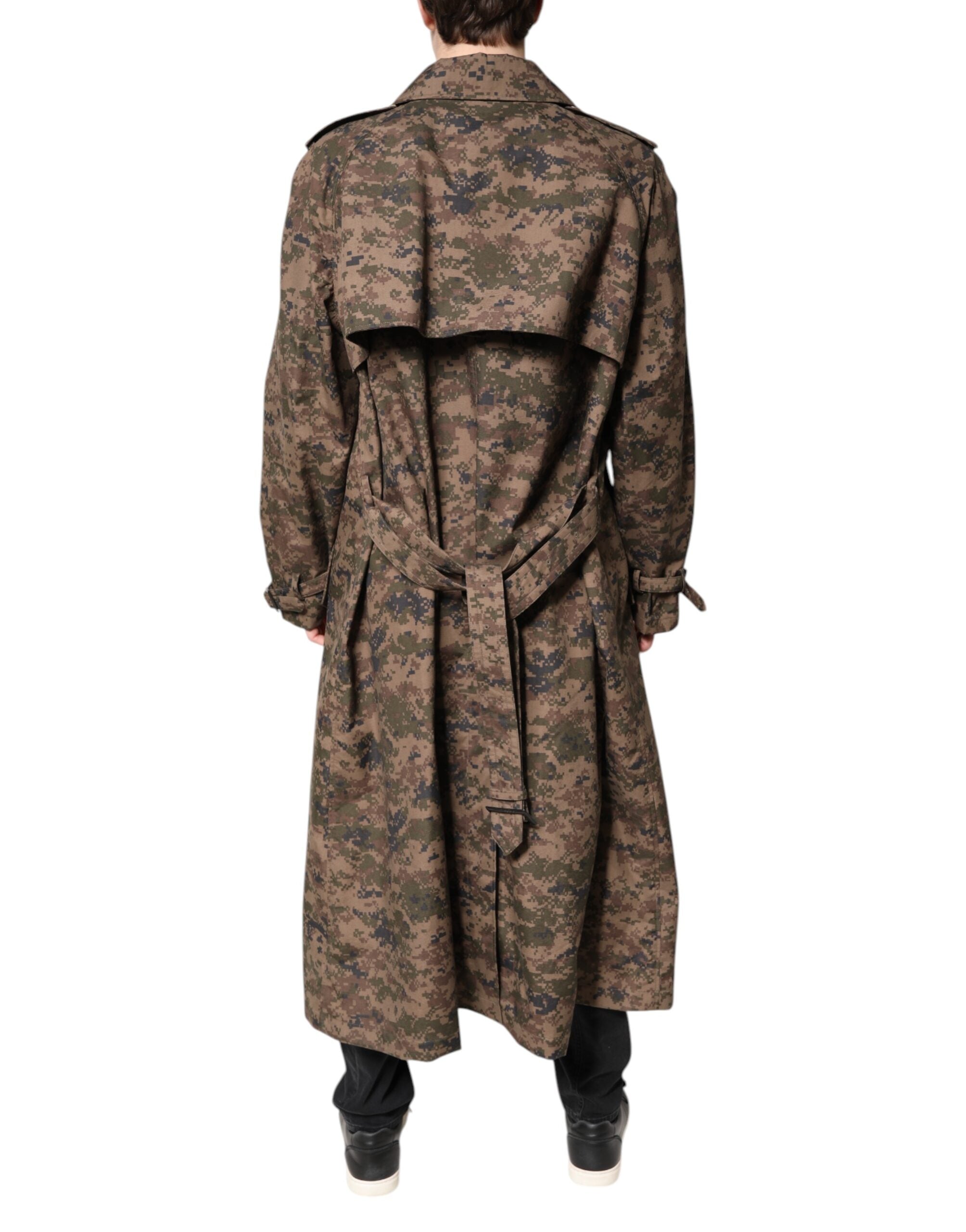 Dolce & Gabbana Multicolor Camouflage Double Breasted Coat Men's Jacket