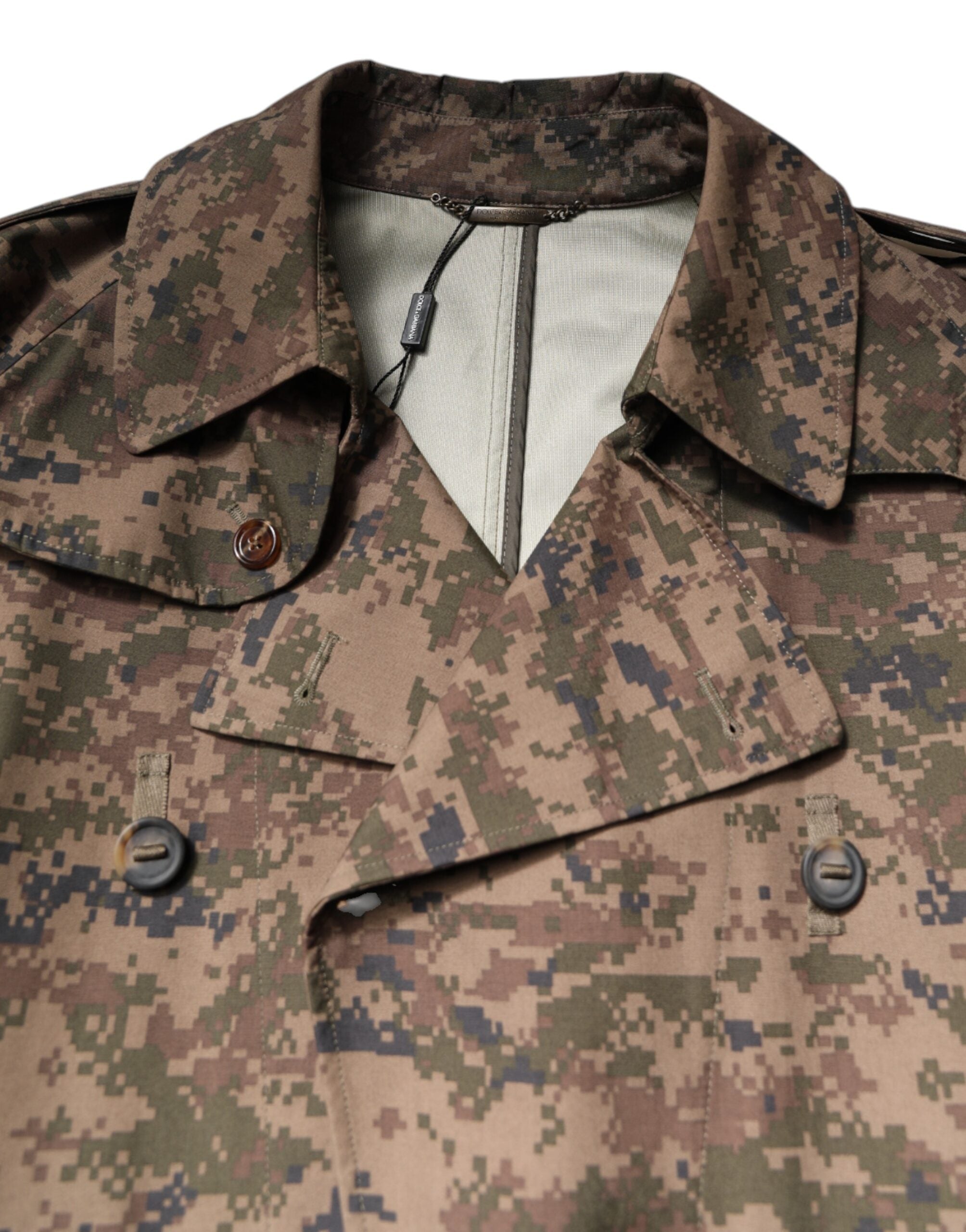 Dolce & Gabbana Multicolor Camouflage Double Breasted Coat Men's Jacket