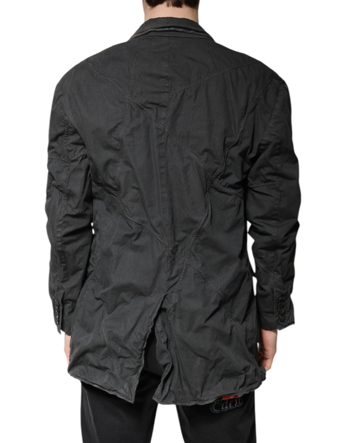 Dolce & Gabbana Black Solid Cotton Collared Coat Men's Jacket (Pre-Owned)