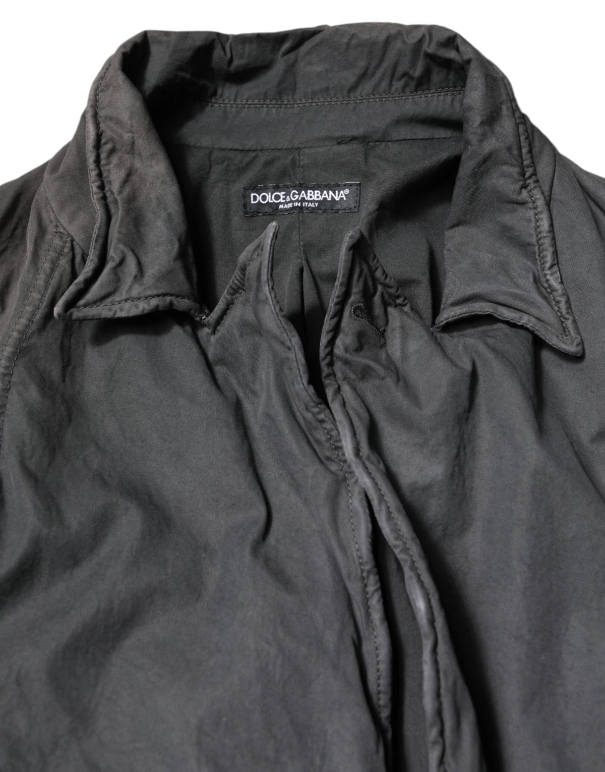 Dolce & Gabbana Black Solid Cotton Collared Coat Men's Jacket (Pre-Owned)