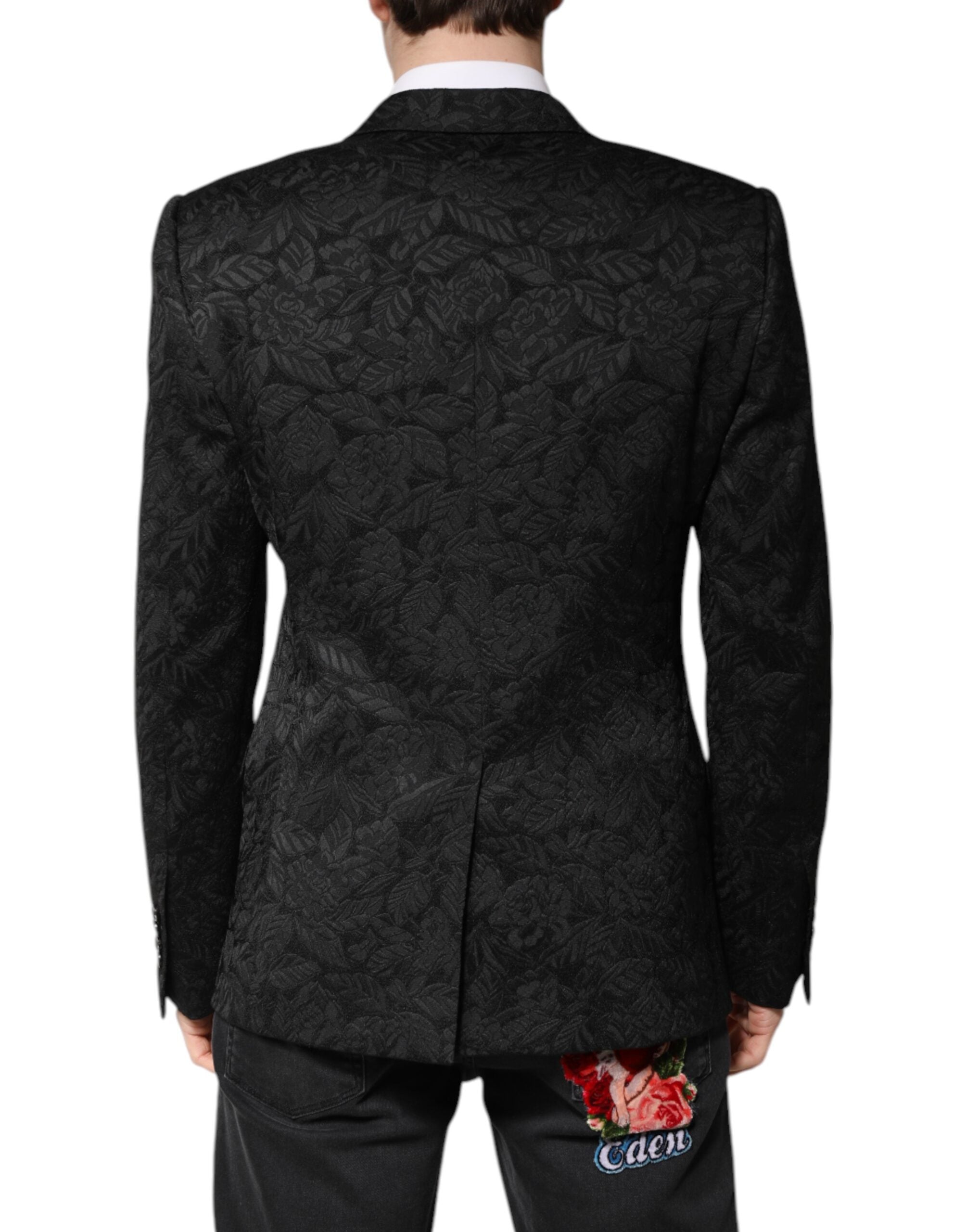 Dolce & Gabbana Black MARTINI Brocade Single Breasted Men's Blazer