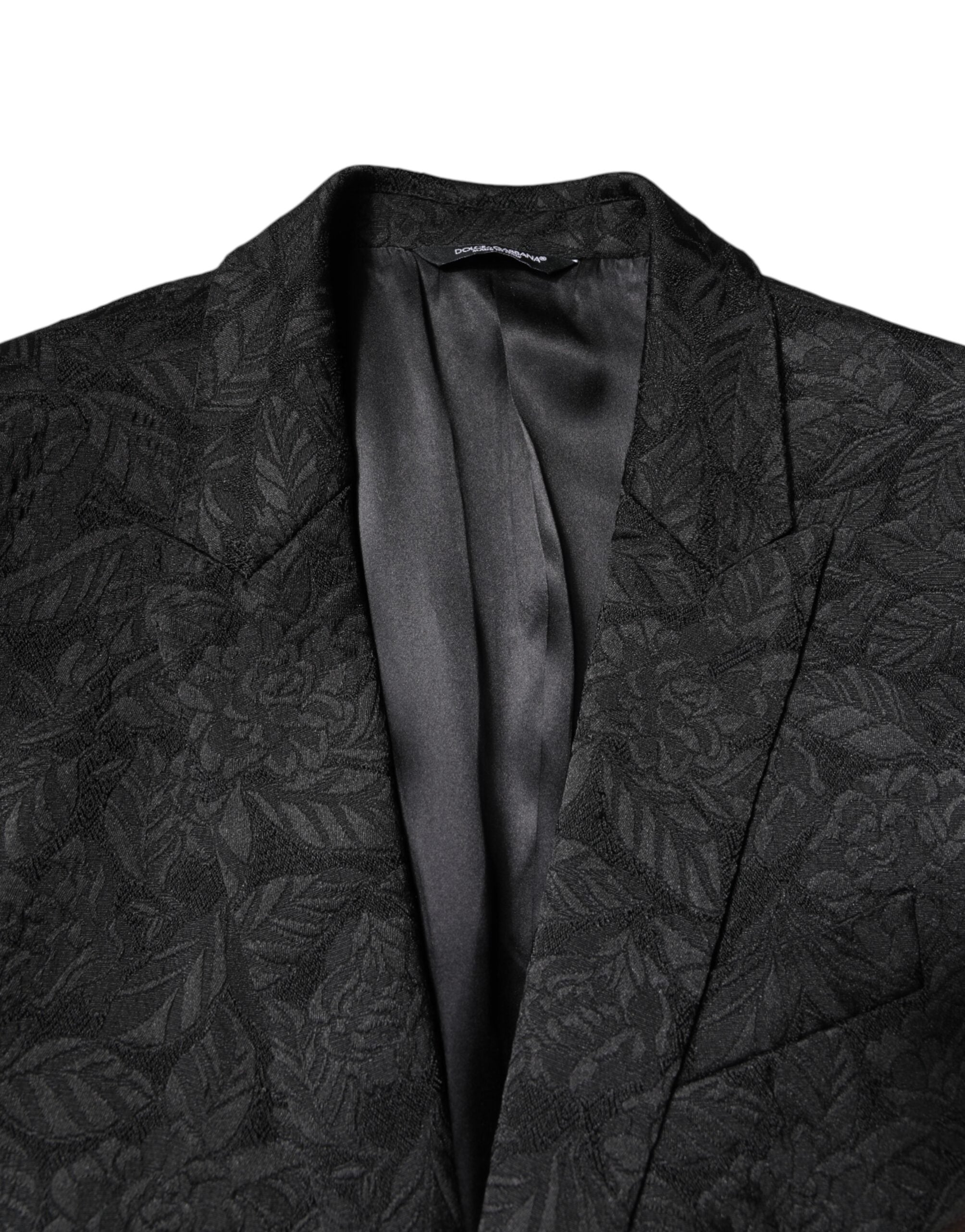 Dolce & Gabbana Black MARTINI Brocade Single Breasted Men's Blazer