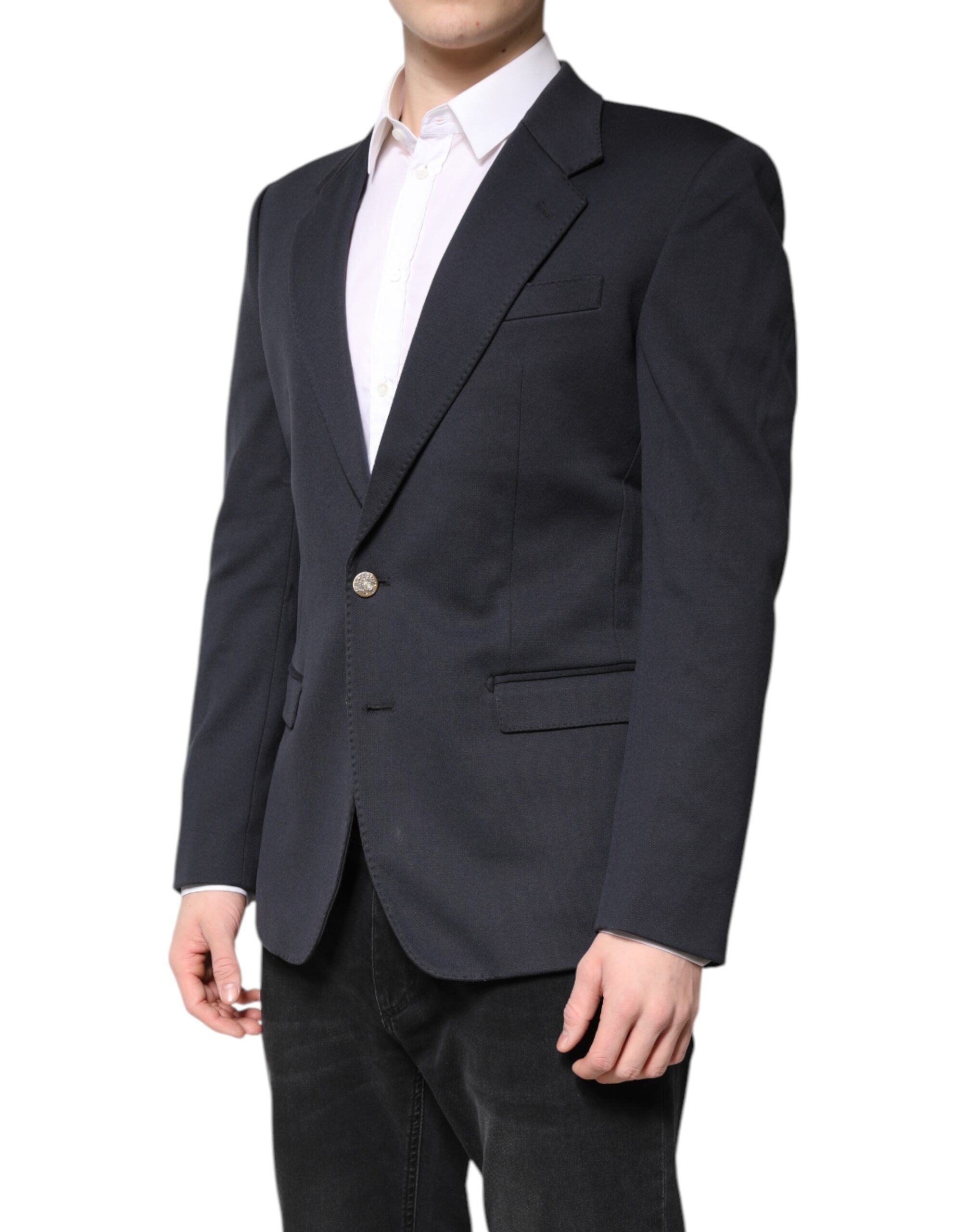 Dolce & Gabbana Dark Blue Cotton Men Jacket Coat Suit Men's Blazer (Pre-Owned)