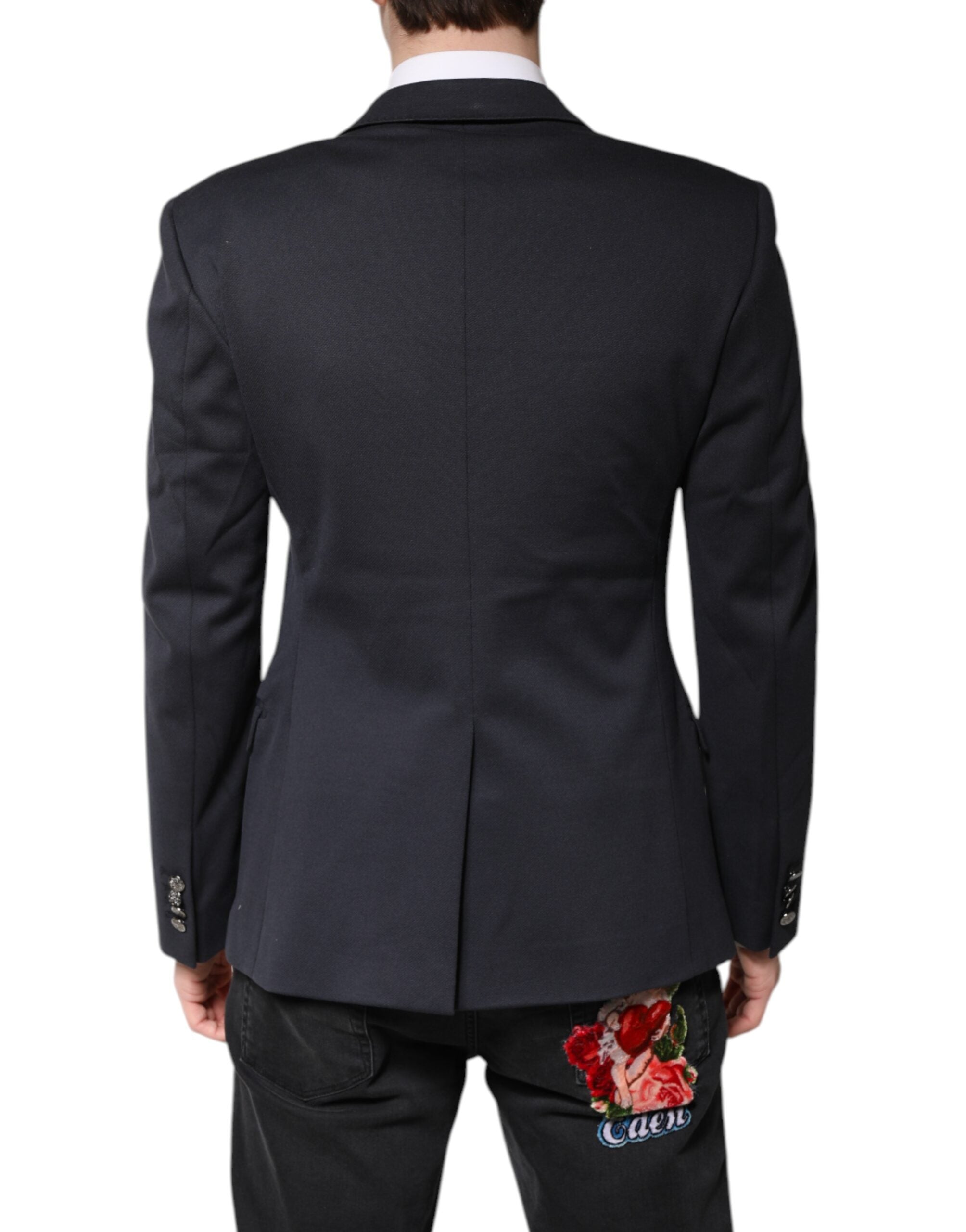 Dolce & Gabbana Dark Blue Cotton Men Jacket Coat Suit Men's Blazer (Pre-Owned)
