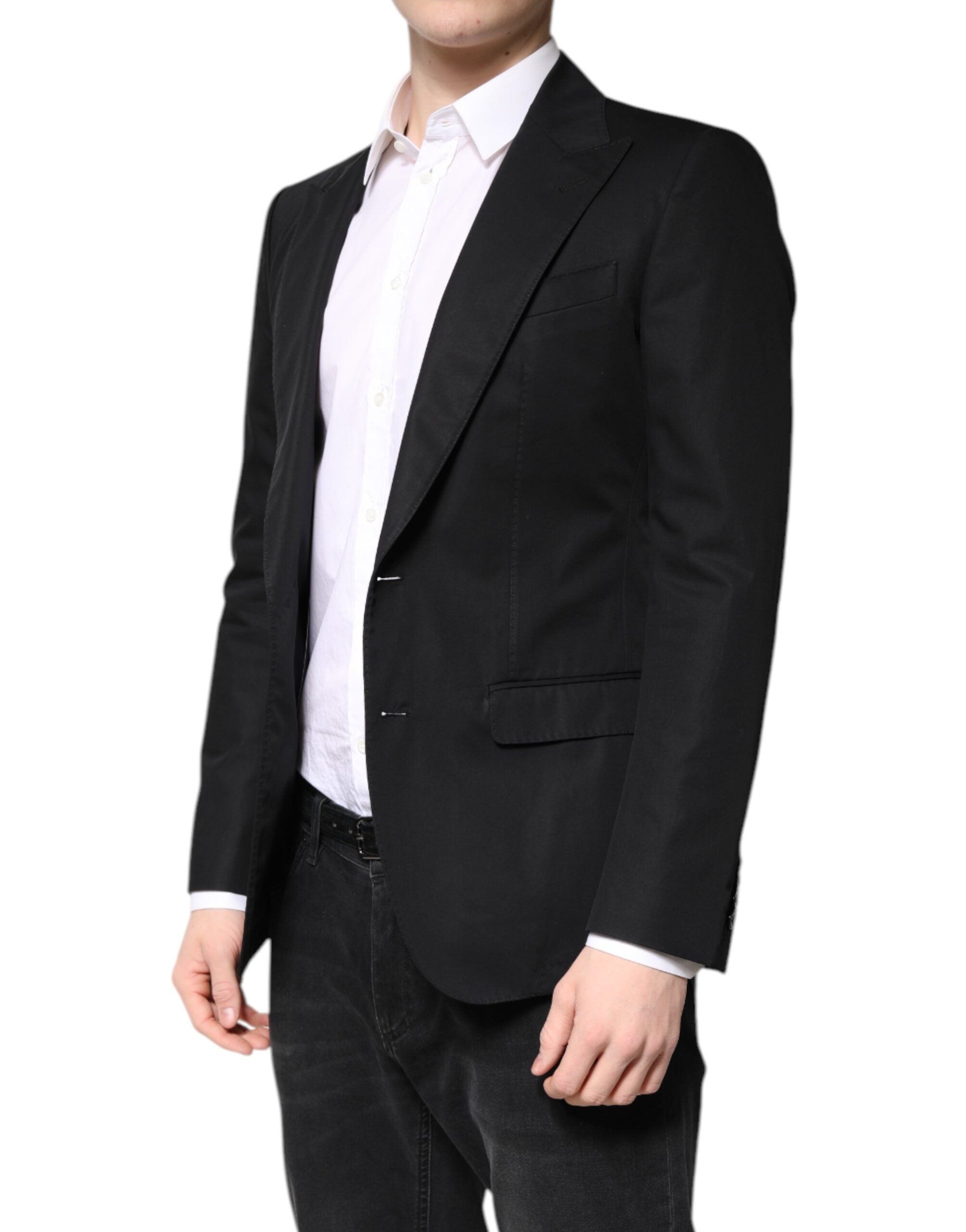 Dolce & Gabbana Black Cotton Single Breasted Men Coat Men's Blazer (Pre-Owned)