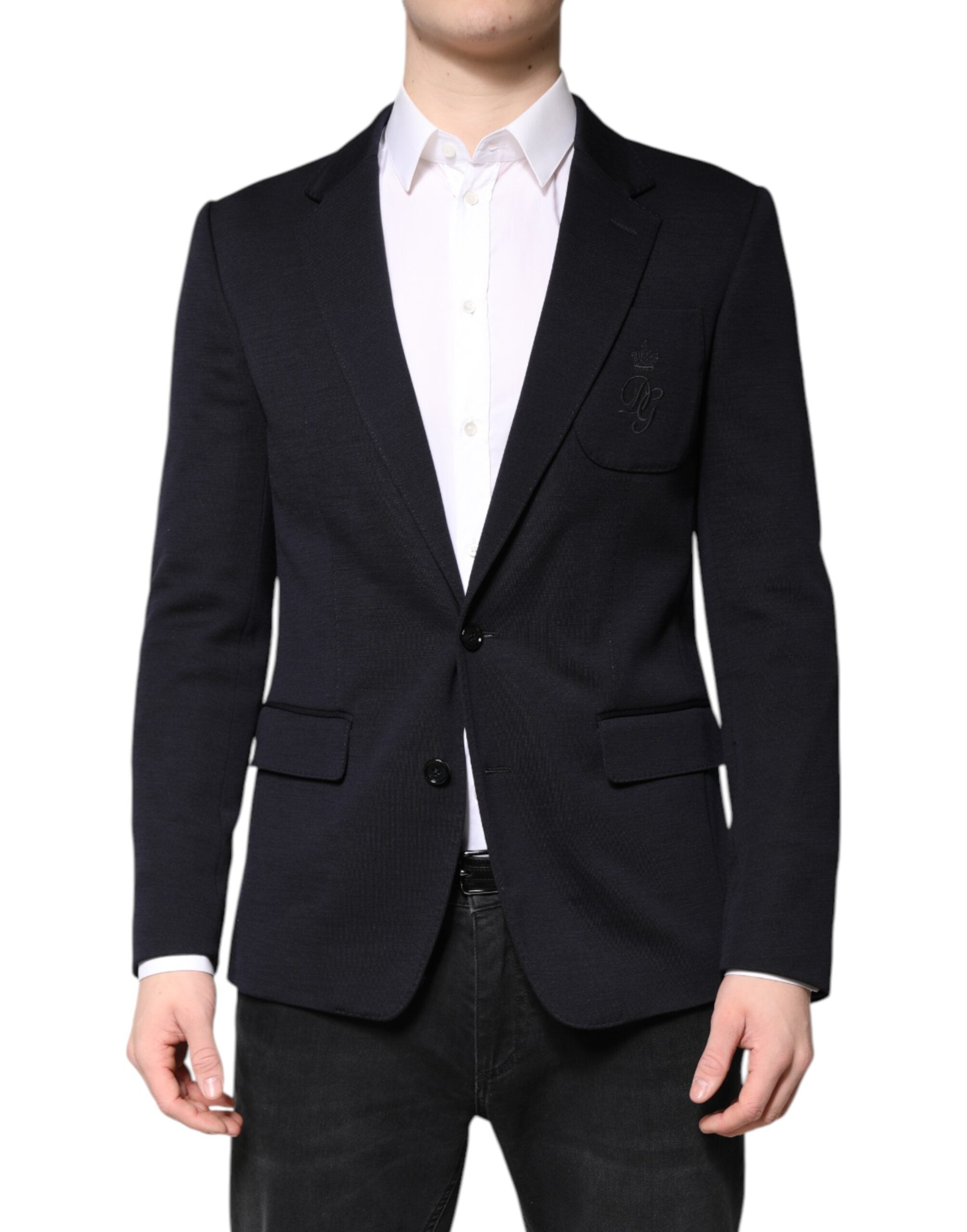 Dolce & Gabbana Dark Blue Wool Single Breasted Coat Suit Men's Blazer (Pre-Owned)