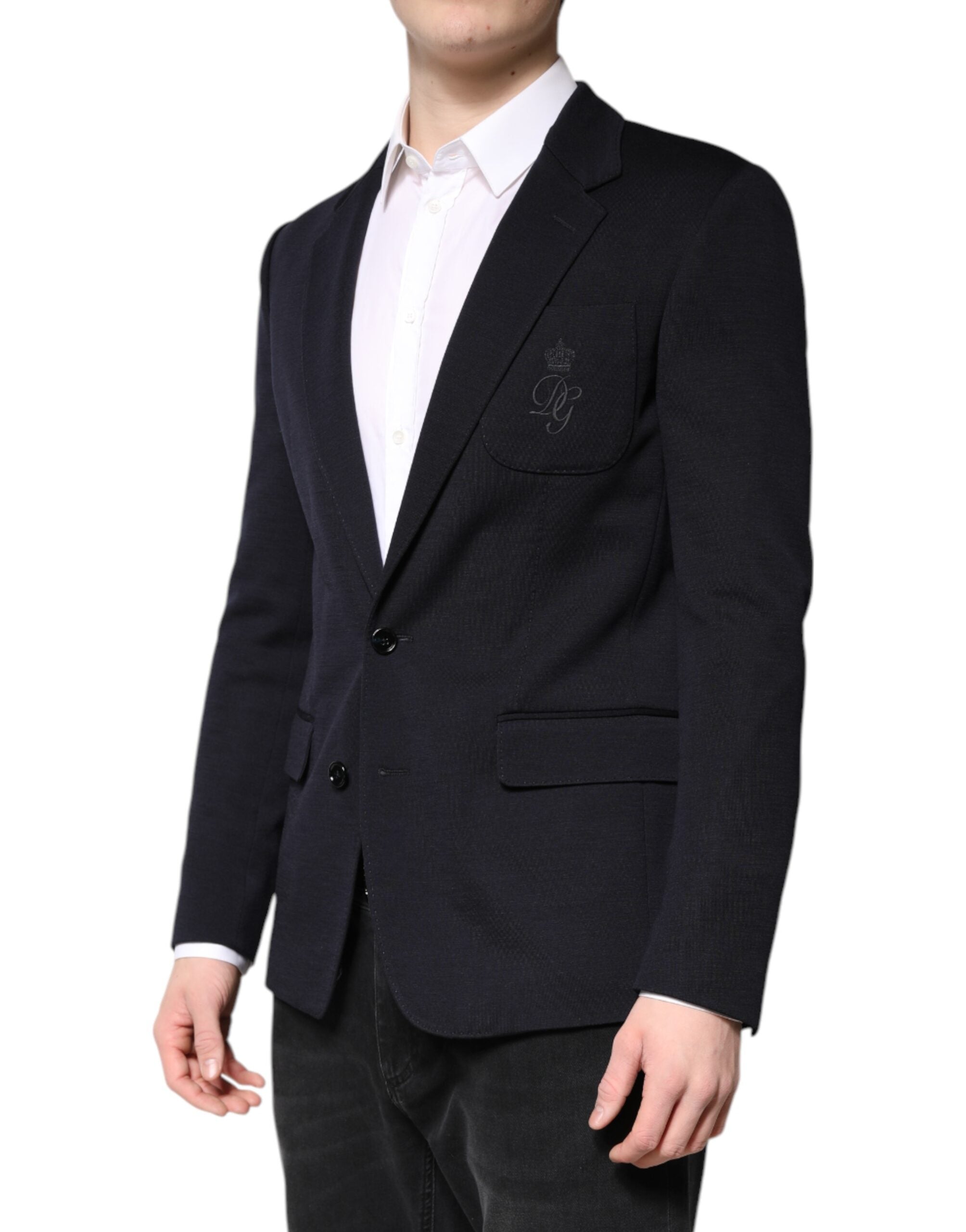 Dolce & Gabbana Dark Blue Wool Single Breasted Coat Suit Men's Blazer (Pre-Owned)
