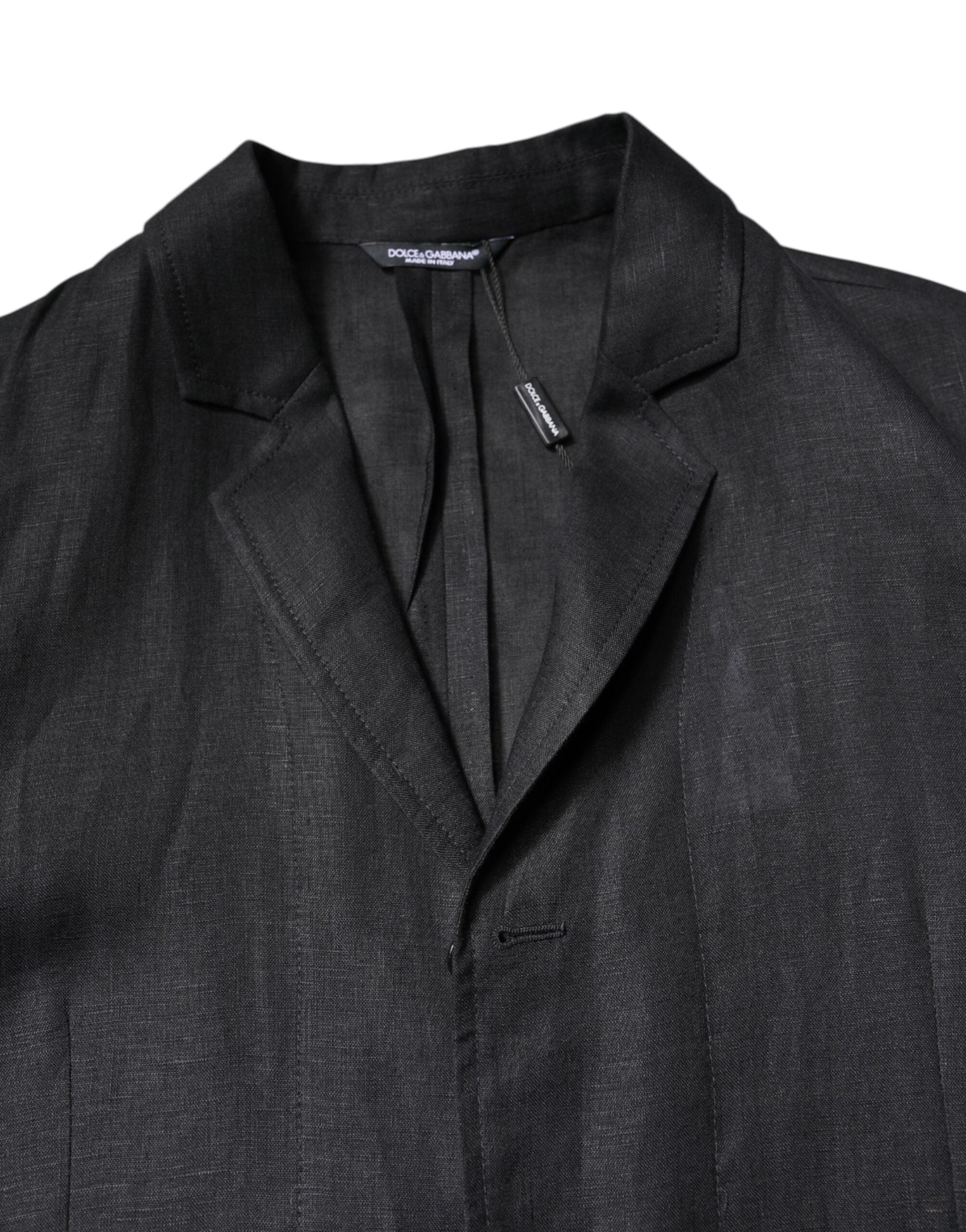 Dolce & Gabbana Black Linen Single Breasted Men Coat Men's Blazer (Pre-Owned)