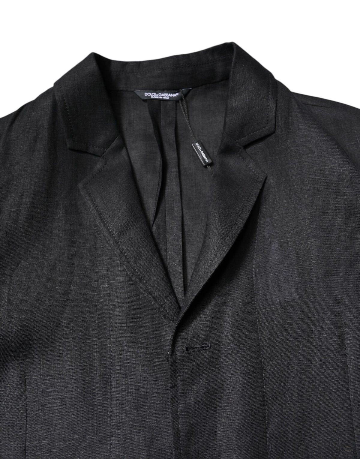 Dolce & Gabbana Black Linen Single Breasted Men Coat Men's Blazer (Pre-Owned)
