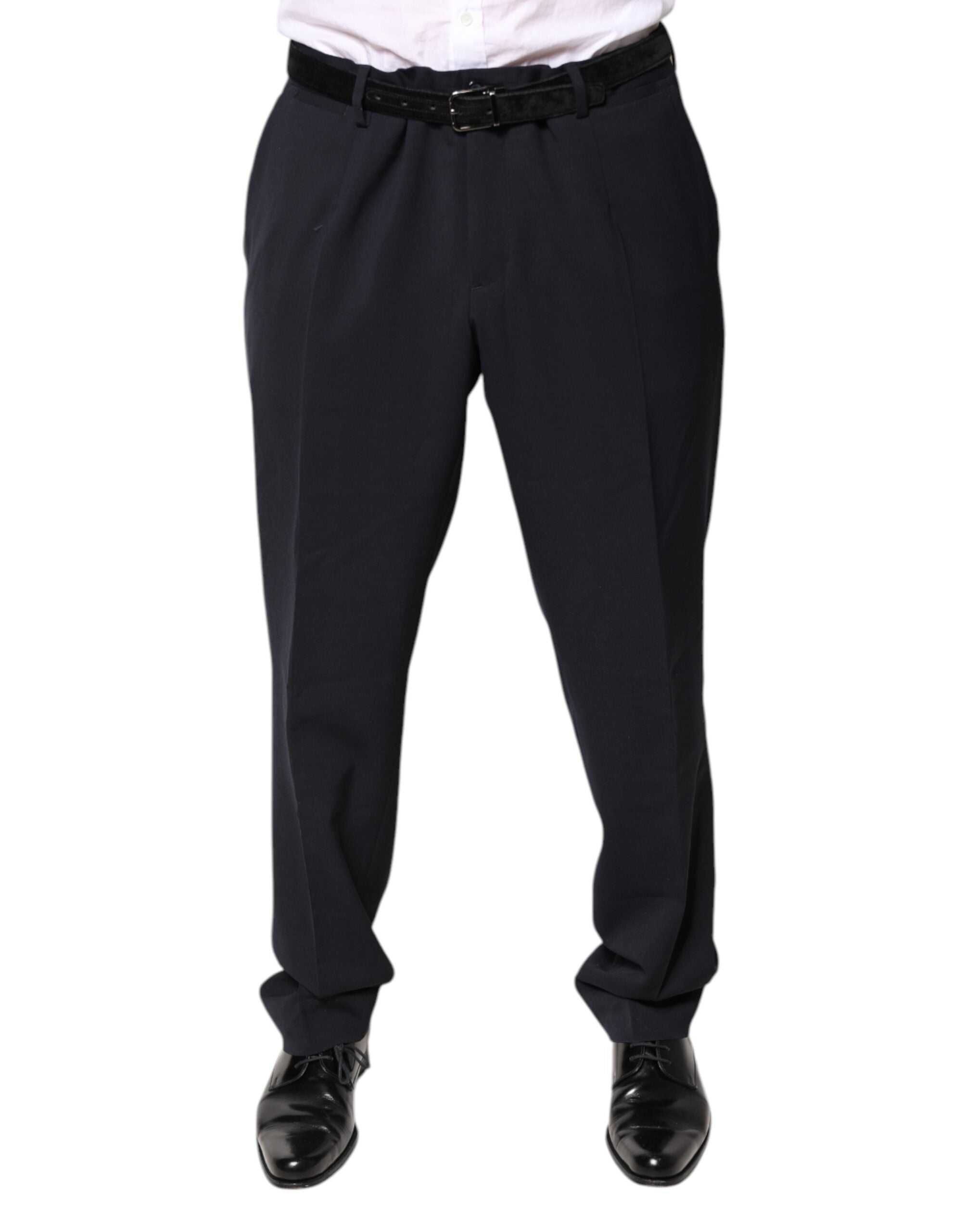 Dolce & Gabbana Black Wool Mid Waist Dress Men's Pants (Pre-Owned)