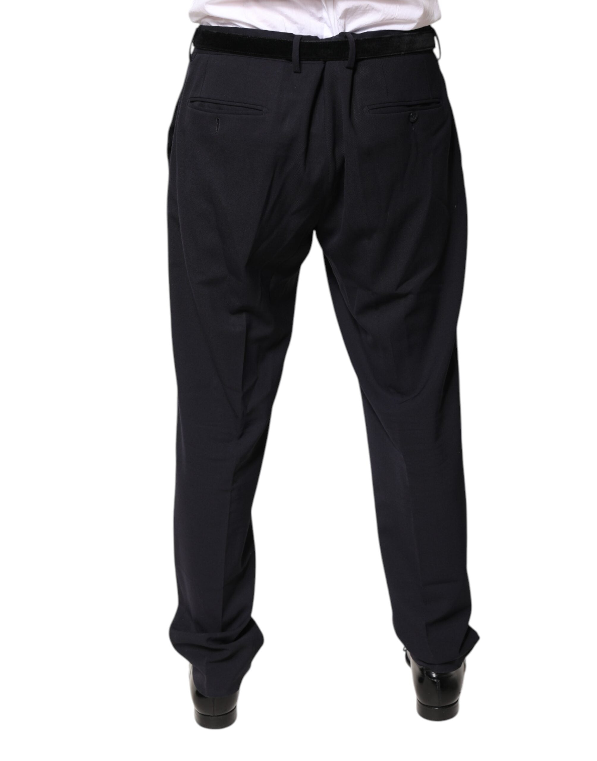 Dolce & Gabbana Black Wool Mid Waist Dress Men's Pants (Pre-Owned)