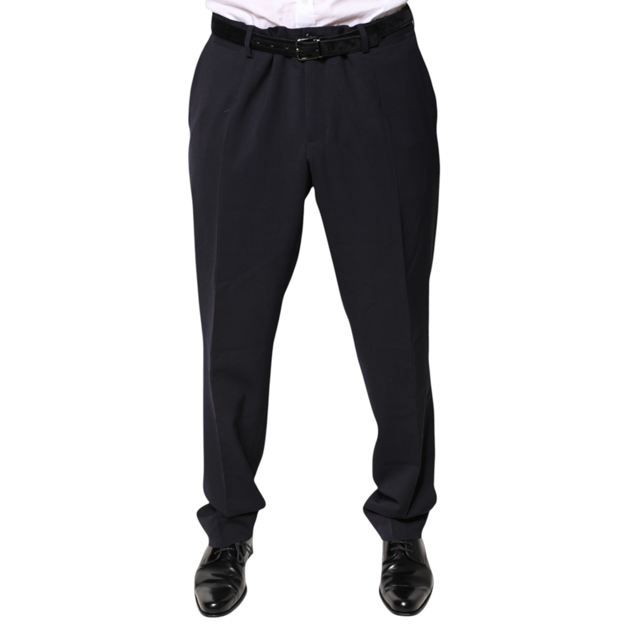 Dolce & Gabbana Black Wool Mid Waist Dress Men's Pants (Pre-Owned)