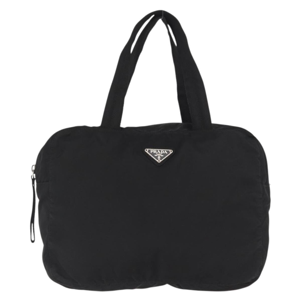 Prada Vintage Zip Tessuto Black Nylon Handbag (Pre-Owned)