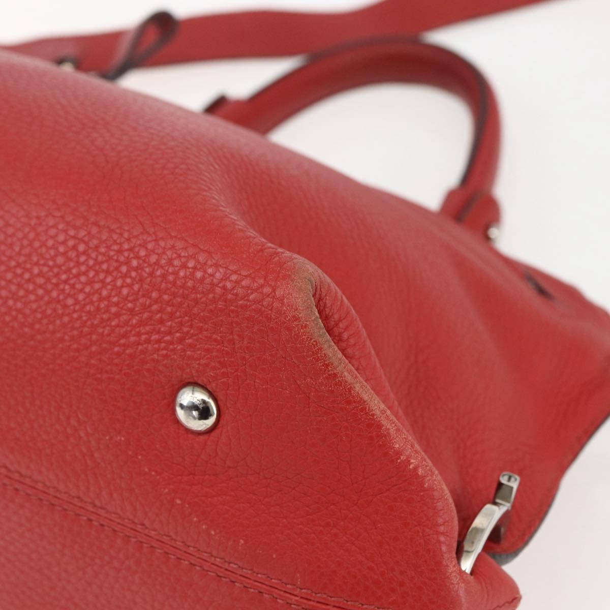 Salvatore Ferragamo Sofia Satchel Grainy Leather Red Leather Handbag (Pre-Owned)