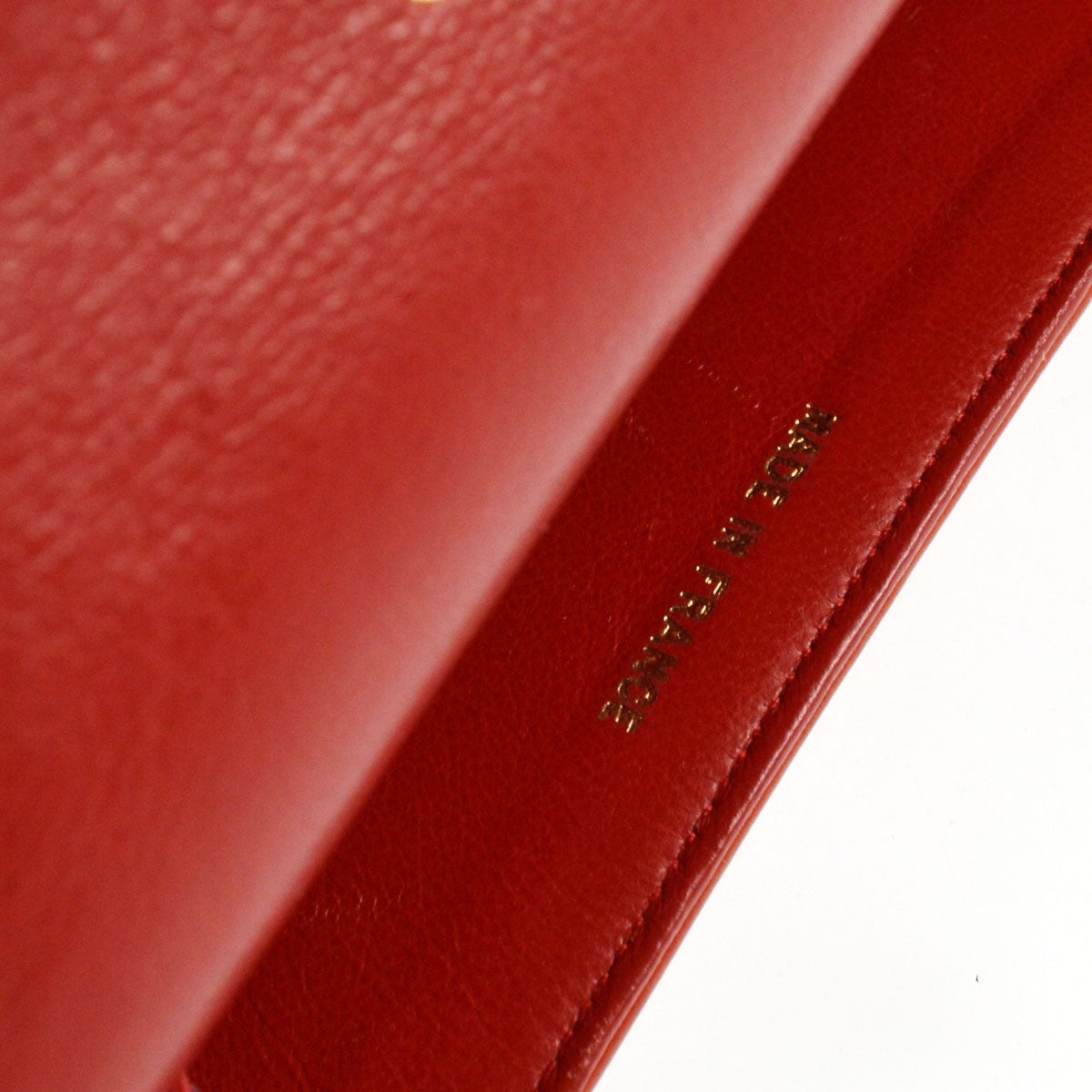 Chanel Vintage Cc Chain Flap Quilted Lambskin Red Leather Handbag (Pre-Owned)