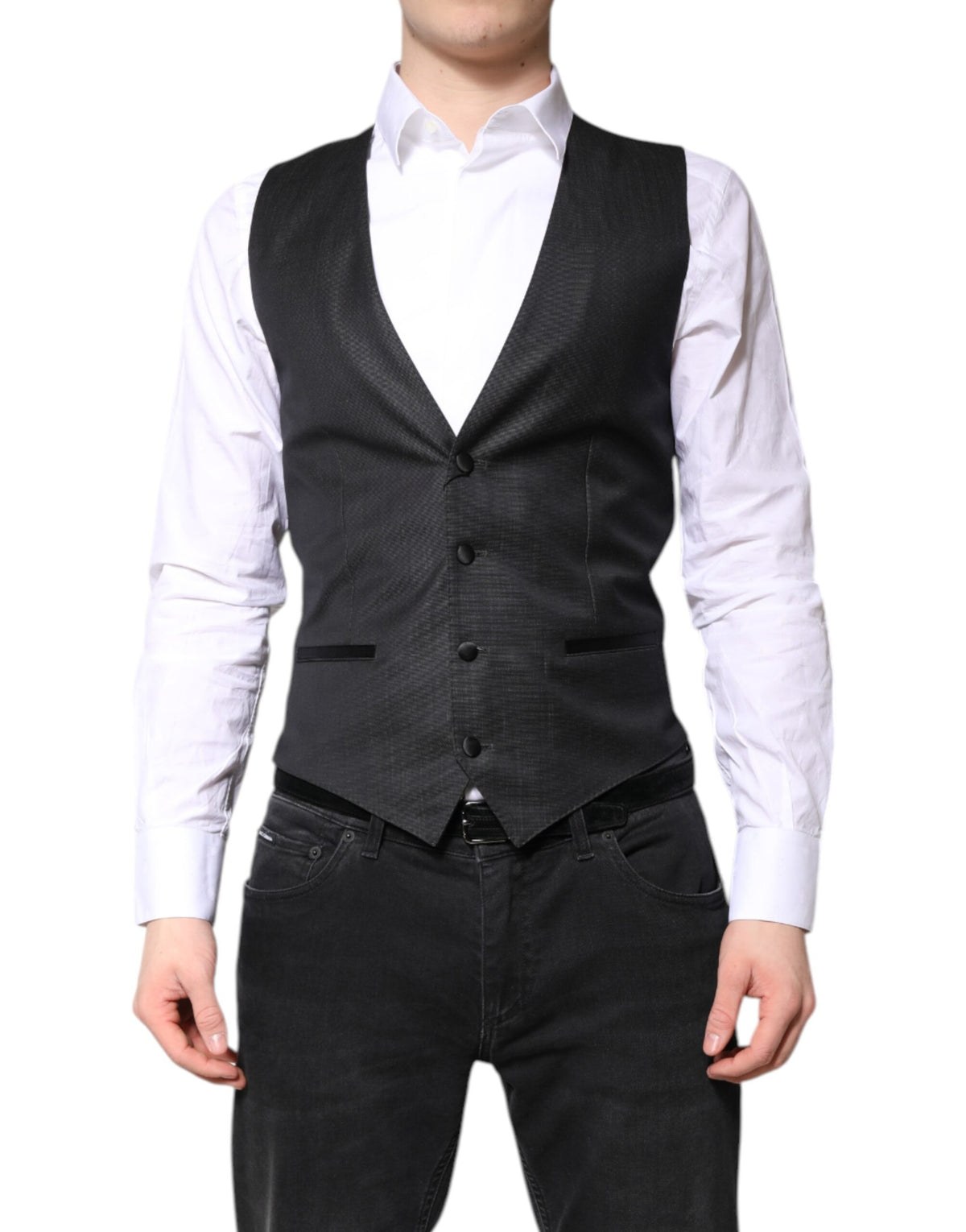 Dolce & Gabbana Black Wool Waistcoat Dress Formal Men's Vest