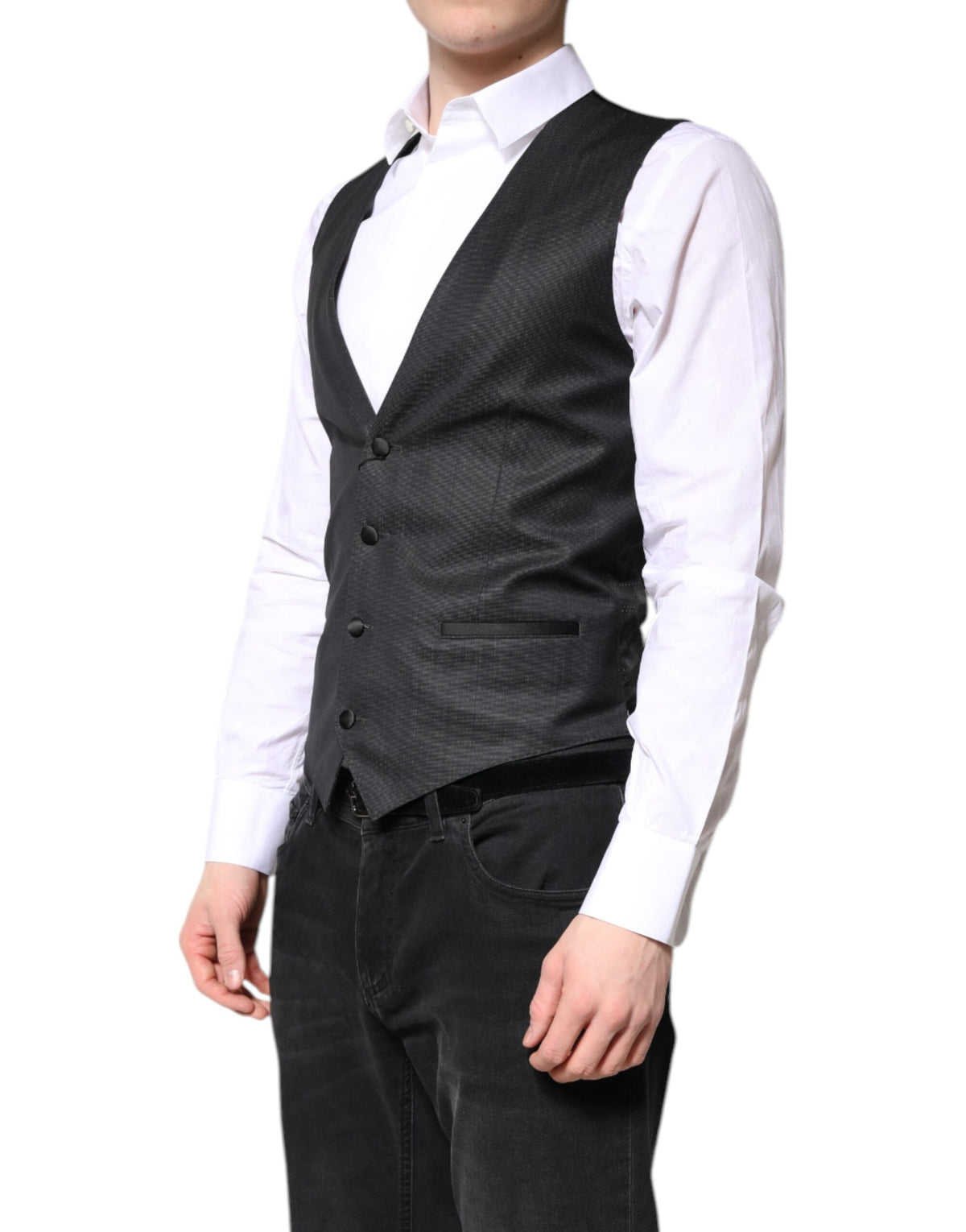 Dolce & Gabbana Black Wool Waistcoat Dress Formal Men's Vest