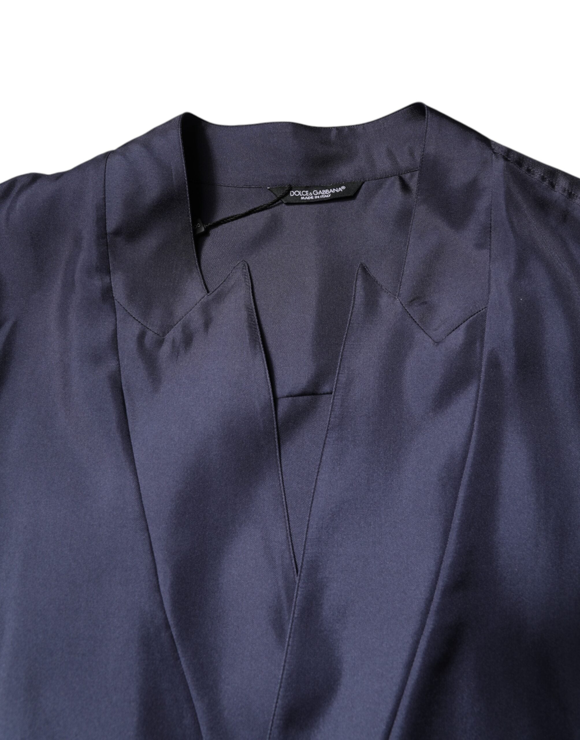 Dolce & Gabbana Dark Blue Silk Double Breasted Men's Shirt (Pre-Owned)